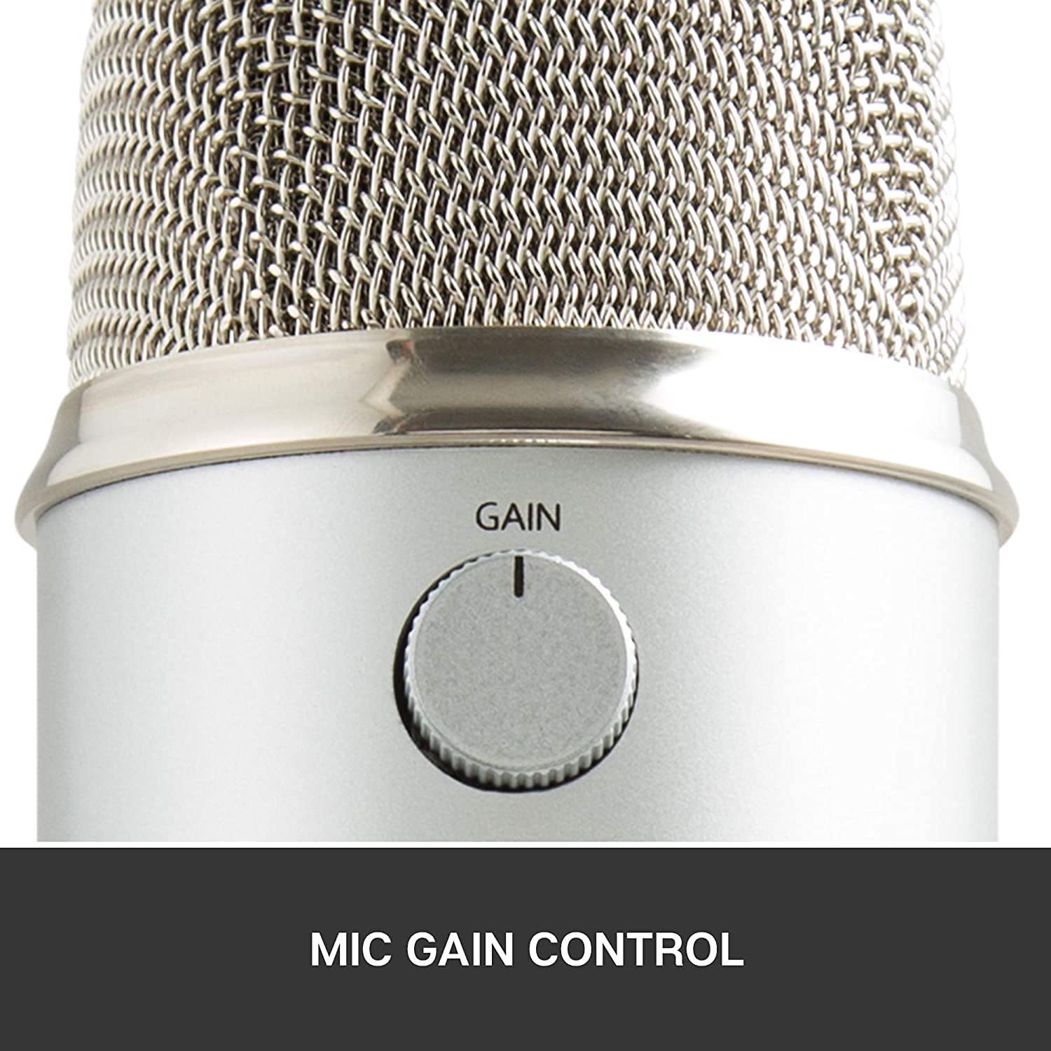 Blue Yeti USB Mic for Recording & Streaming on PC and Mac, 3 Condenser Capsules, 4 Pickup Patterns, Headphone Output and Volume Control, Mic Gain Control, Adjustable Stand – Silver (Renewed)