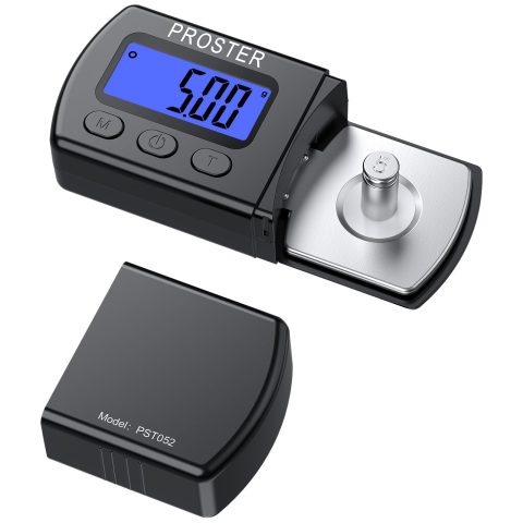 Proster Turntable Stylus Force Tracking Scale – Phono Turntable Cartridge Pressure Gauge 5g/0.01g Tone Arm Scale Record Stylus Alignment with LCD Backlight (Black)