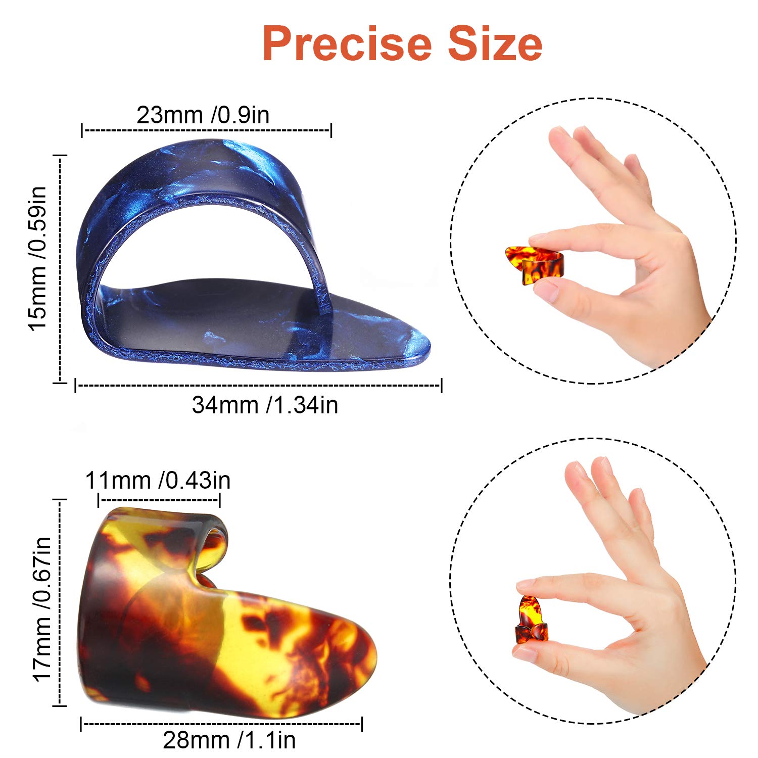 Frienda 12 Pcs Guitar Finger Picks Thumb Picks Gift Set for Acoustic Guitar