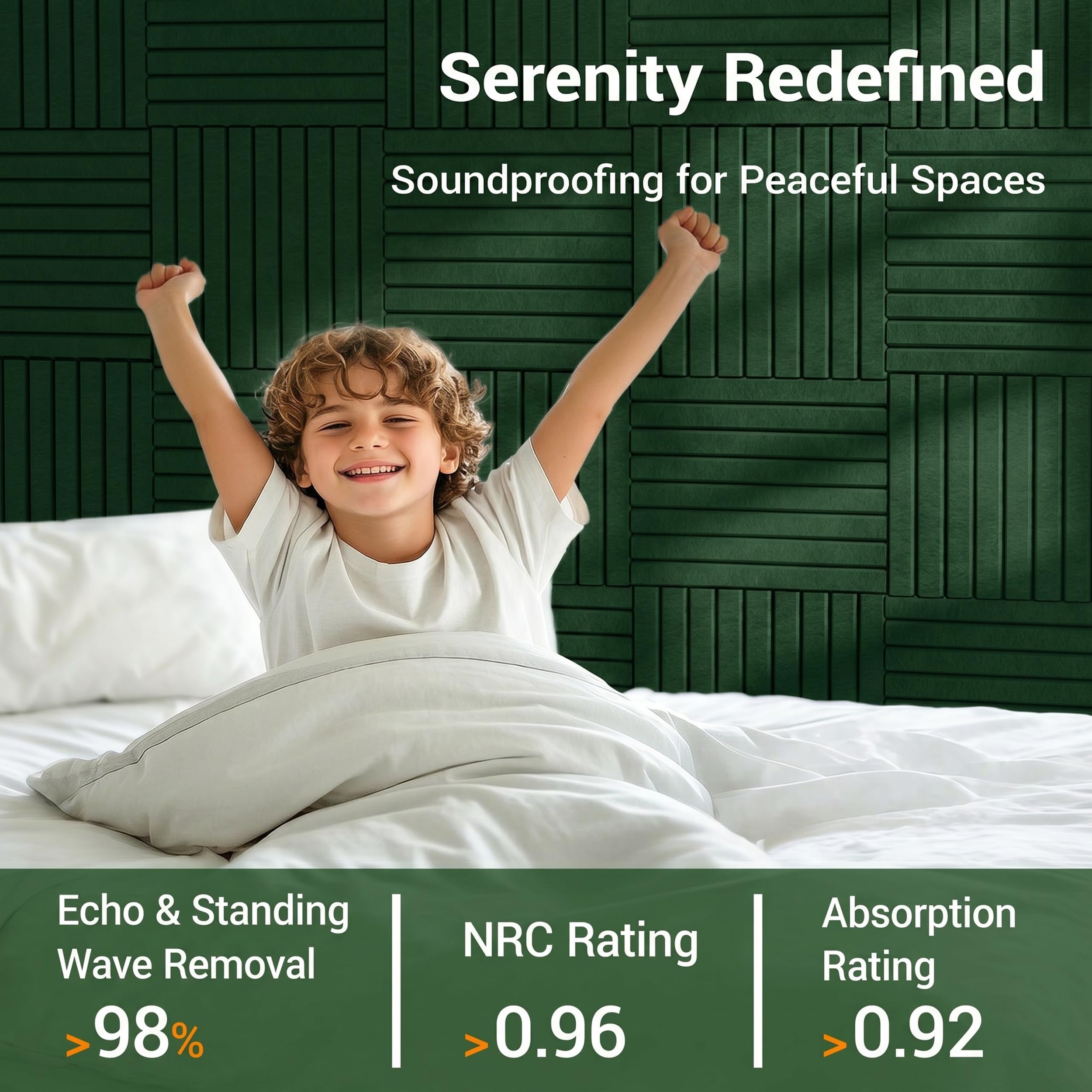 Waister Soundproof Wall Panels, 12‑Pack, 0.47 Inch Thick High Density-Green