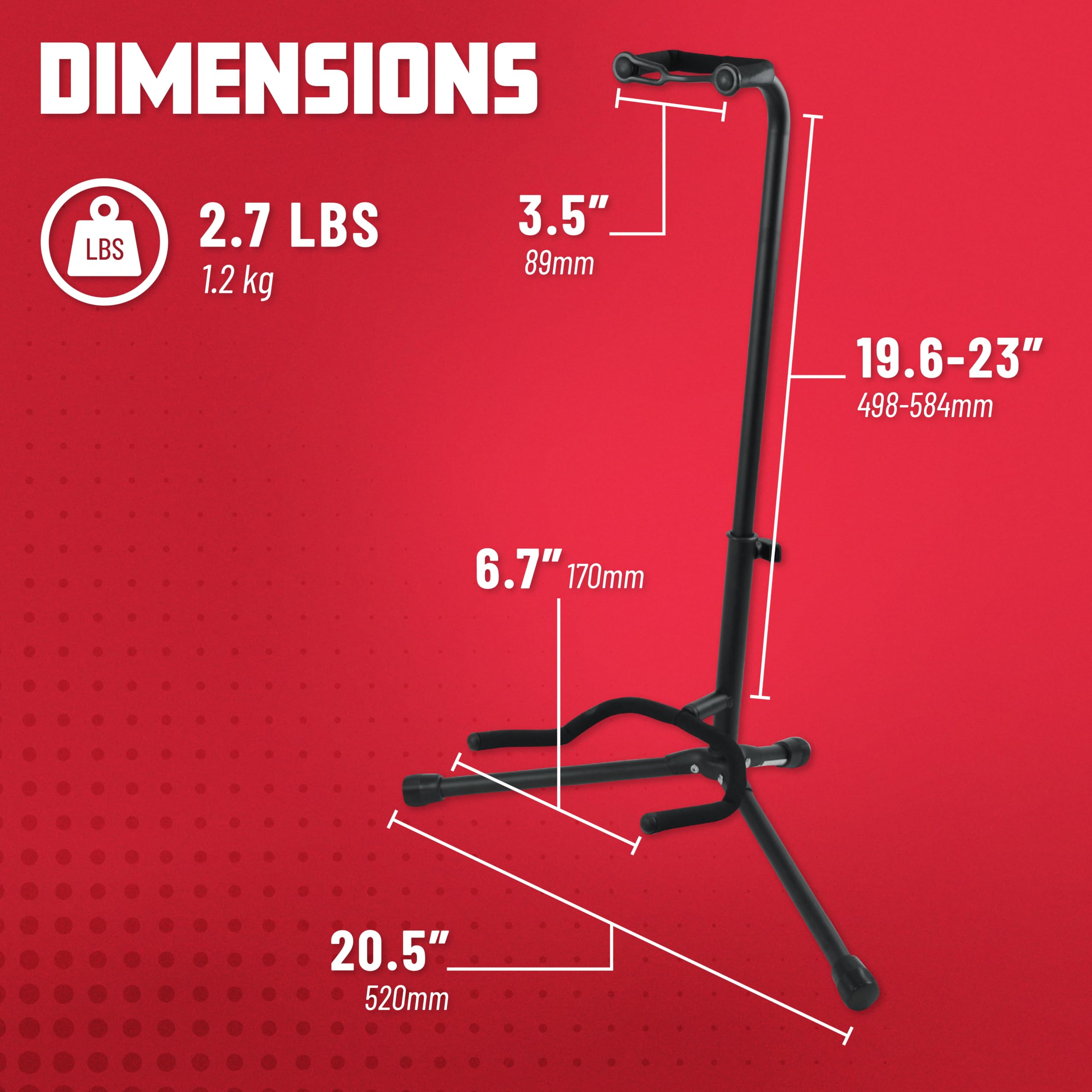 Gator GFW-GTR-1000 Frameworks Adjustable Guitar Stand, Holds Single Electric or Acoustic Guitar, ()