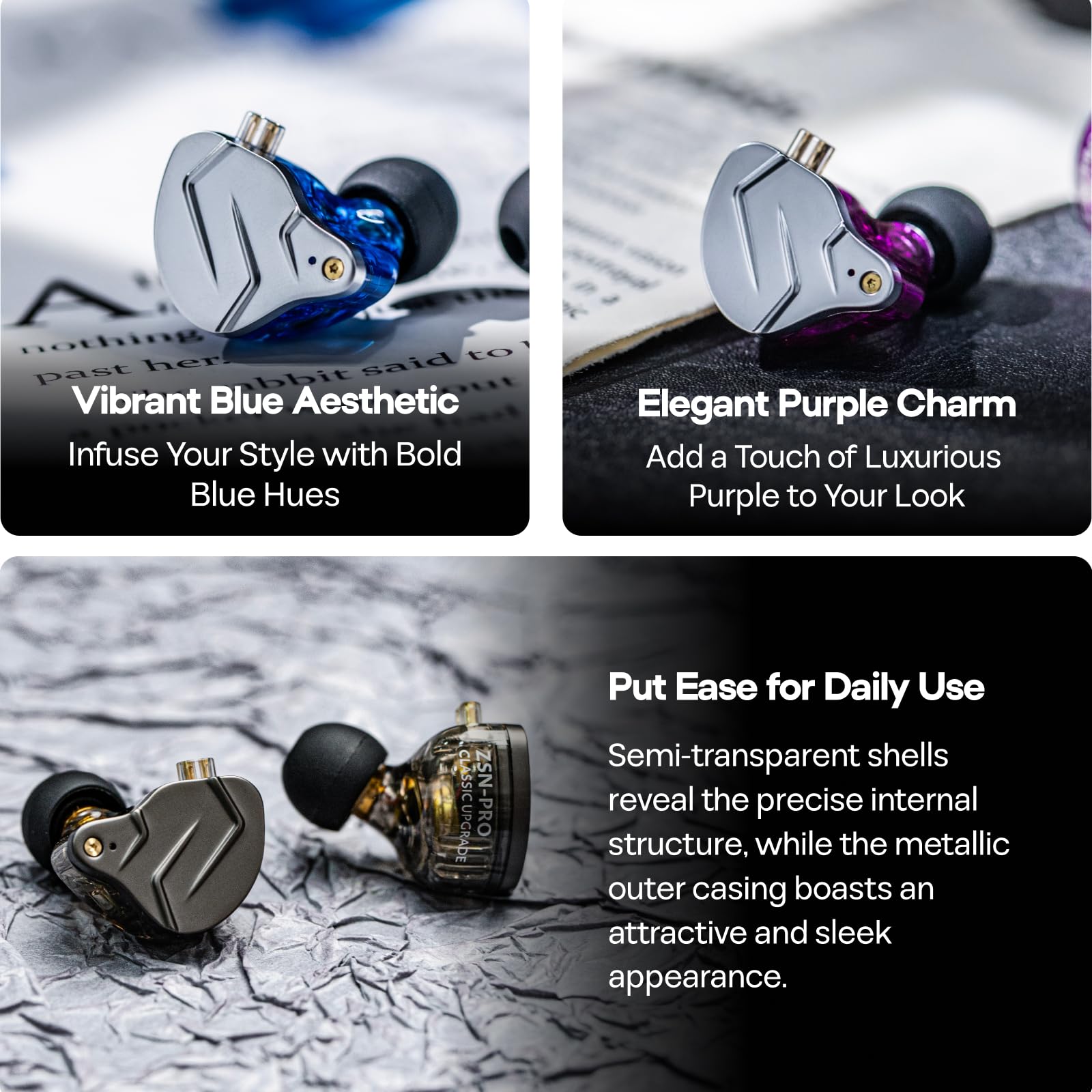 Linsoul KZ ZSN Pro Dual Driver 1BA+1DD Hybrid Metal HiFi in-Ear Monitor