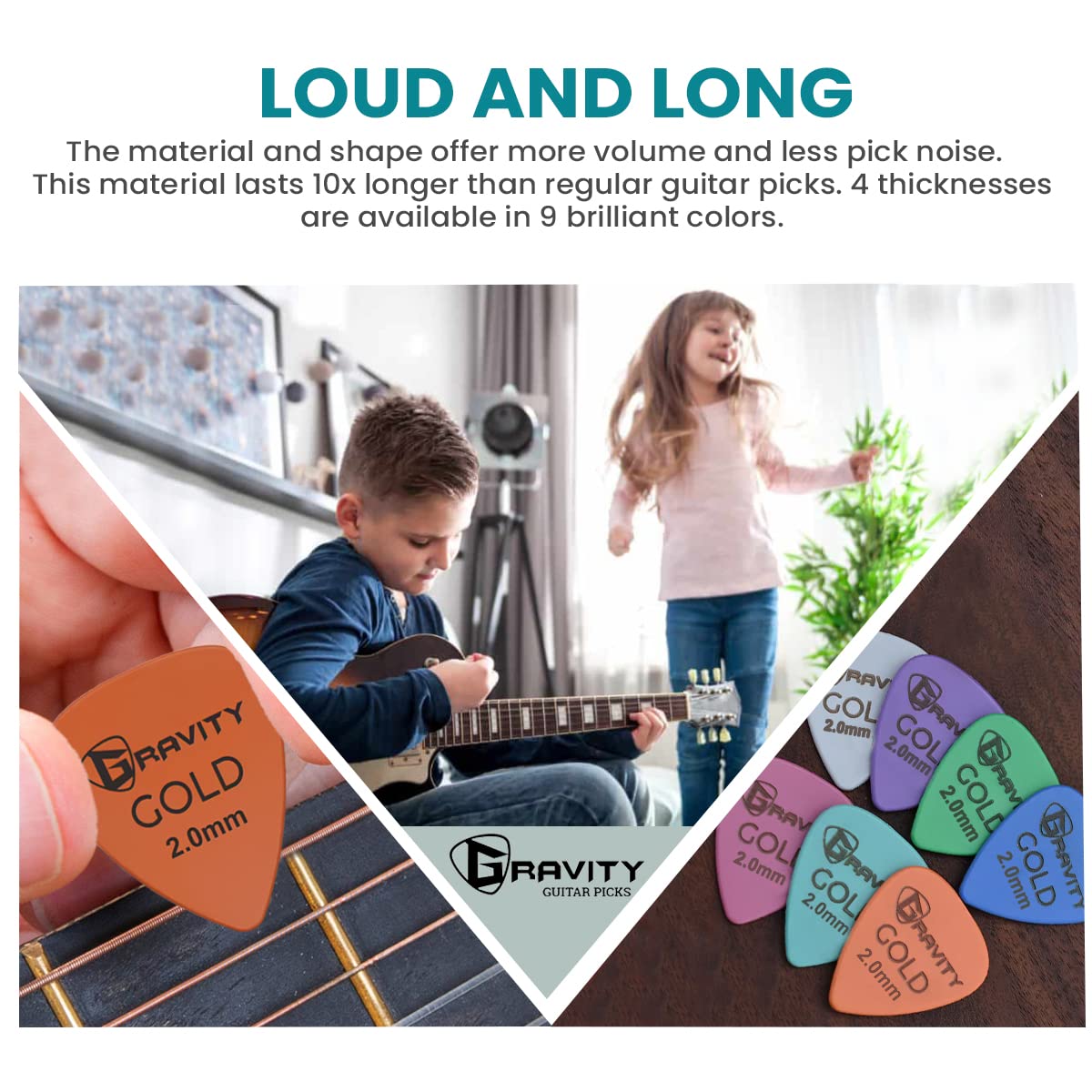Gravity Gold Series Guitar Picks – Perfect For Beginners & Professionals | Pack of 4