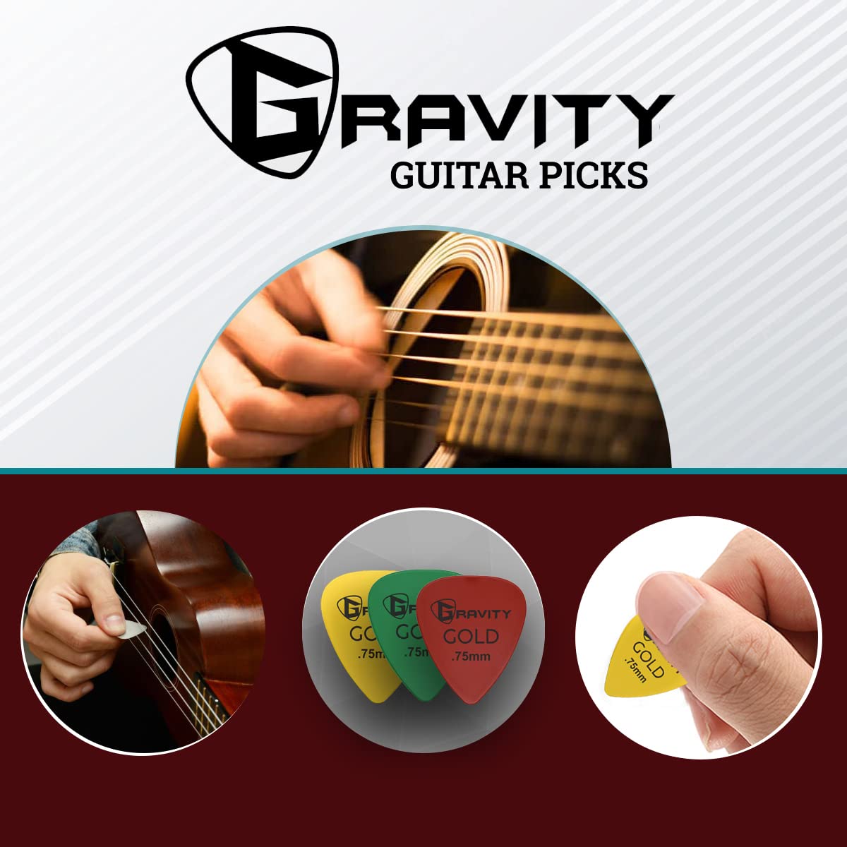 Gravity Gold Series Guitar Picks – Perfect For Beginners & Professionals – Pack of 4