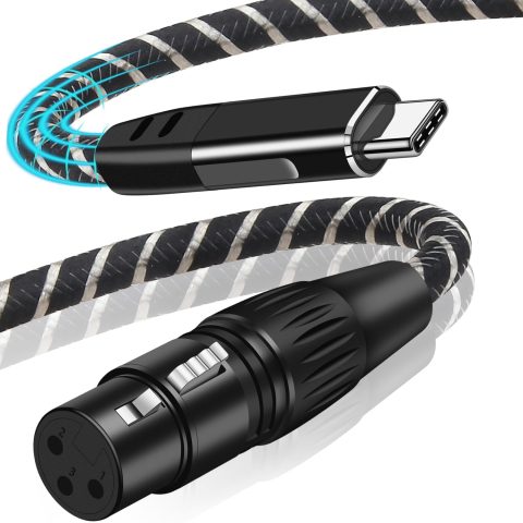 Puzkom USB Microphone Cable, XLR Female to USB Microphone Connector Converter Cable for Microphone or Karaoke Recording, 1.5 feet (USB-A Male to XLR Female)