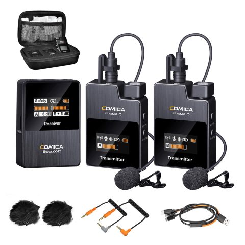 COMICA BoomX-D2 Wireless Lavalier Microphone for Camera iPhone & Android