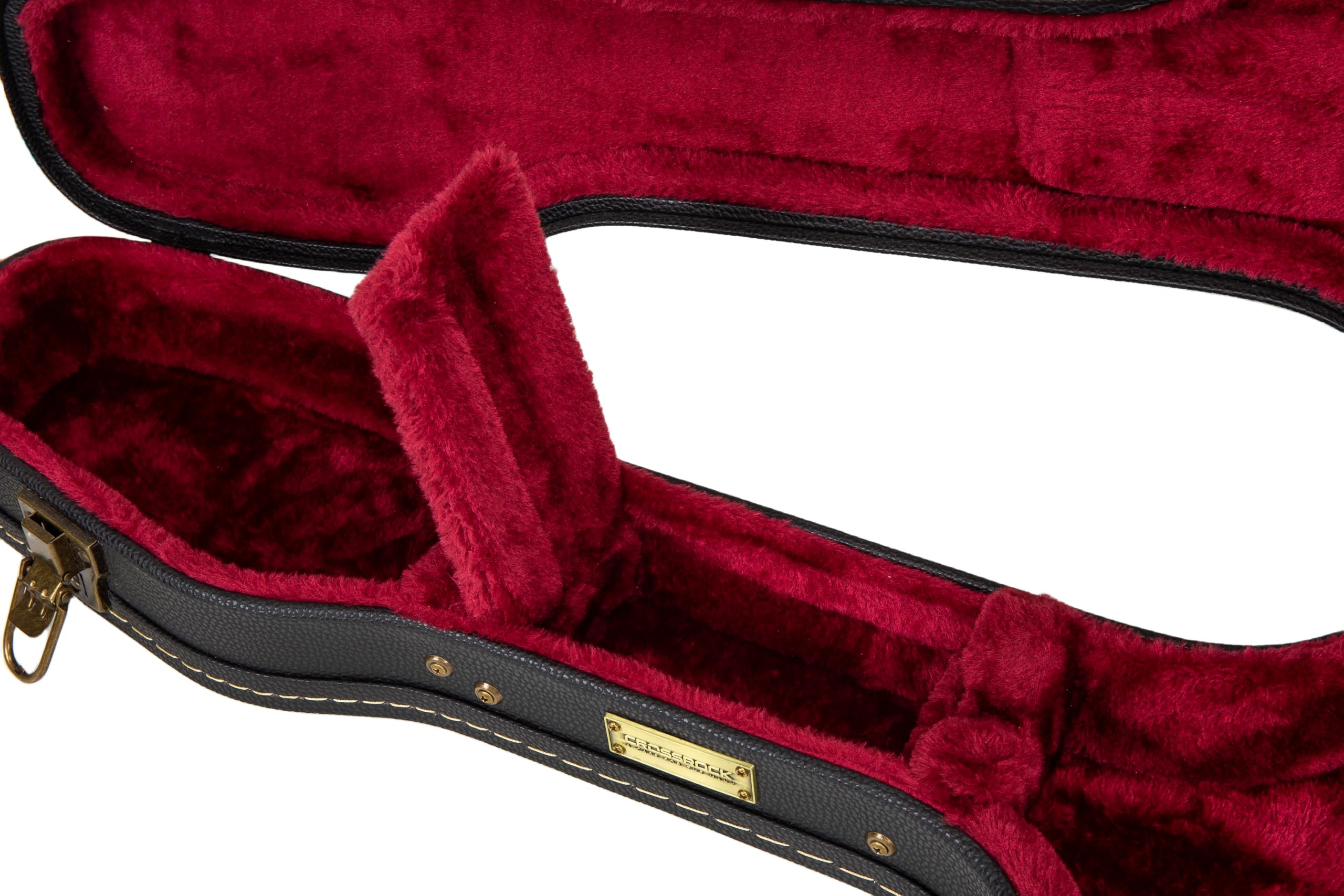 Crossrock Wooden Guitar Case -Fits Telecaster and Stratocaster Styles of Guitars -Vintage Hardware, Sponge Lining, Storage Space-Black (CRW520STBK)