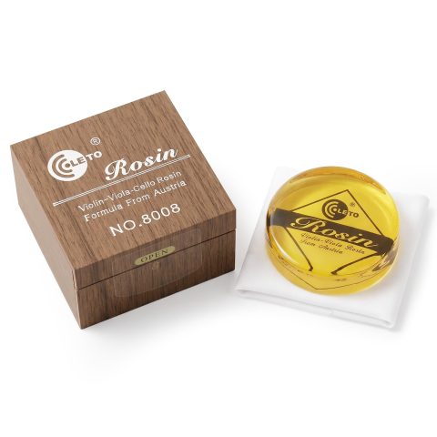 Sovvid Violin Rosin, Natural Light Low Dust Round Rosin Block, Yellow with Wooden Case for Violin, Viola, Cello Bows