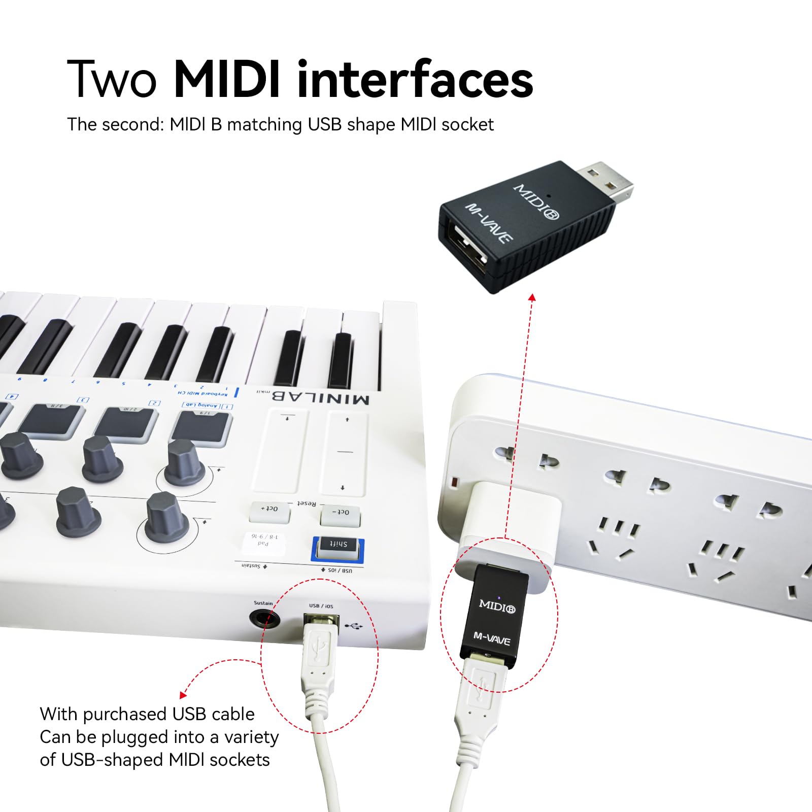M-VAVE Wireless MIDI Transmission System Ultra Low Latency, USB Bluetooth Option for MIDI Controller Mac, iOS, Windows, 5-PIN DIN Interface Wireless MIDI Keyboard Instrument Synthesizer