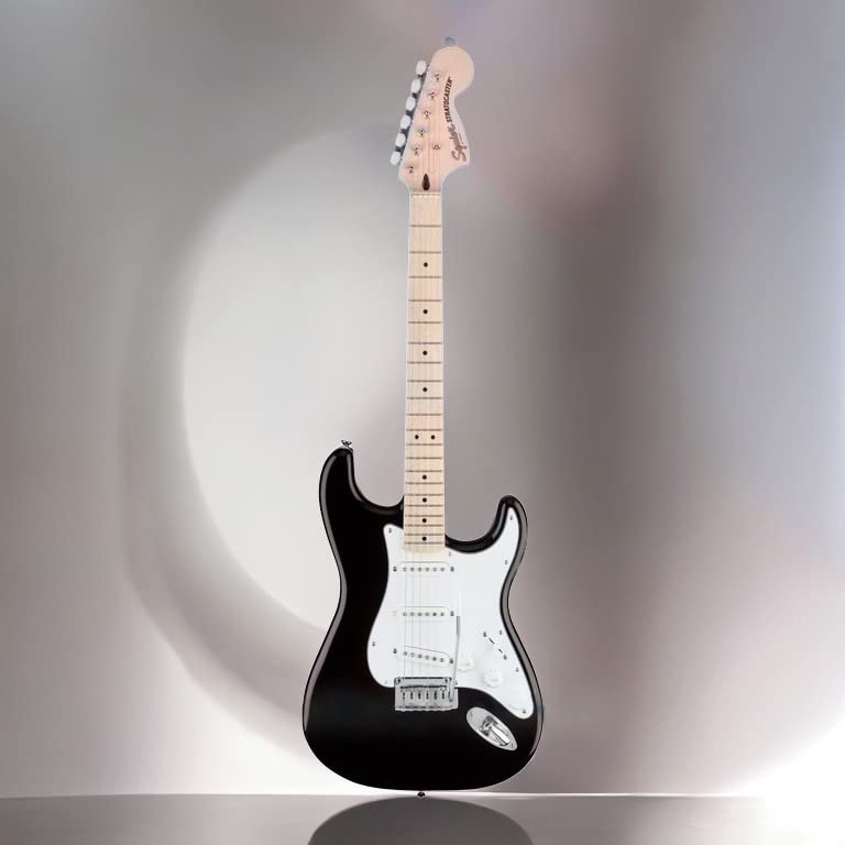 Fender 0378002506 Squier Affinity Series Stratocaster Electric Guitar, with 2-Year Warranty, Black, Maple Fingerboard