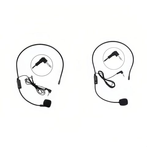 2-Pack Headset Microphone for Voice Amplifier, Teachers, Presenters – Lightweight, Adjustable Boom Mic, 3.5mm/2-Pin Compatible, Comfortable Over-Ear Design, Clear Audio for Teachers, Coaching
