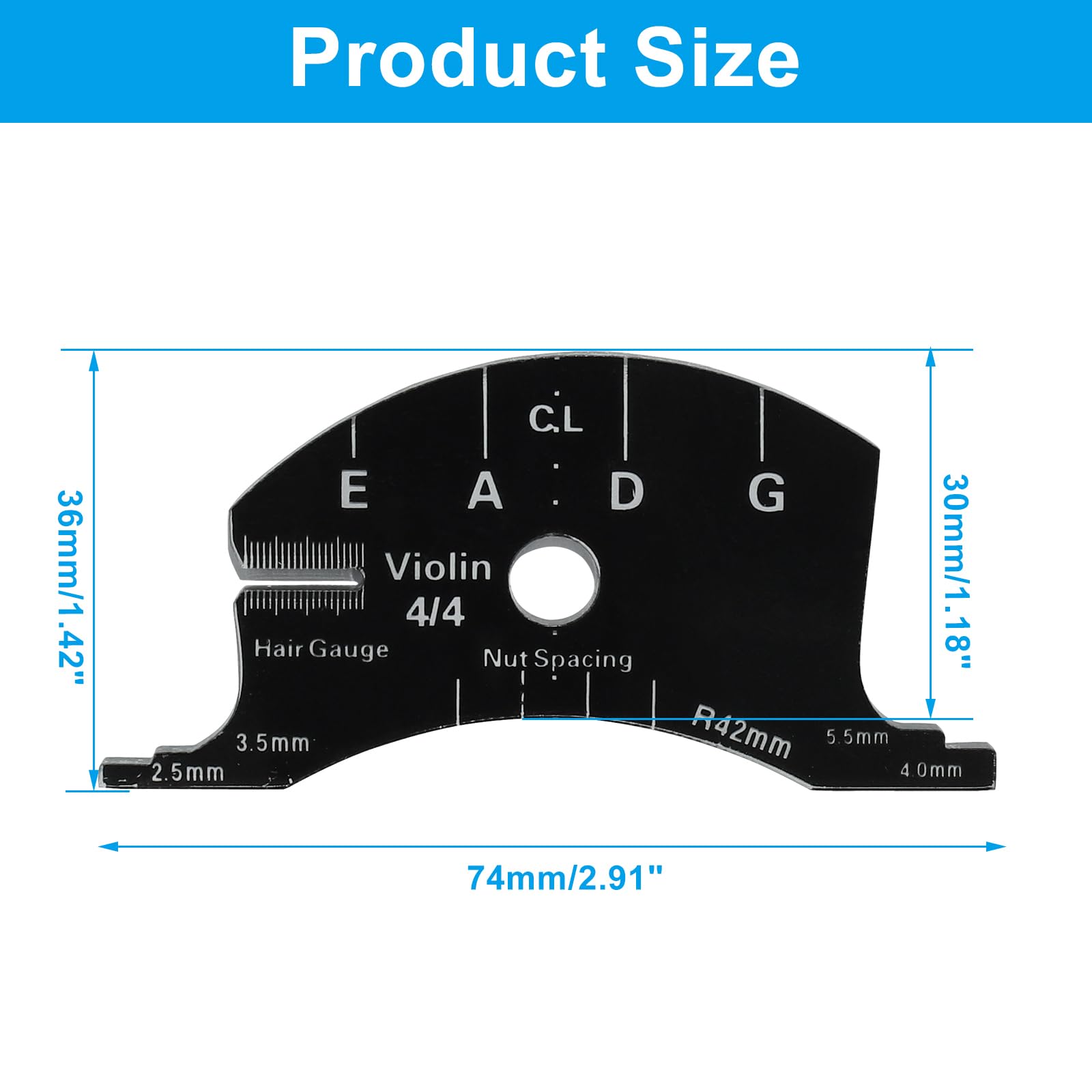 Piutouyar Black 4/4 Violin Bridges Fingerboard Repair Reference Tool