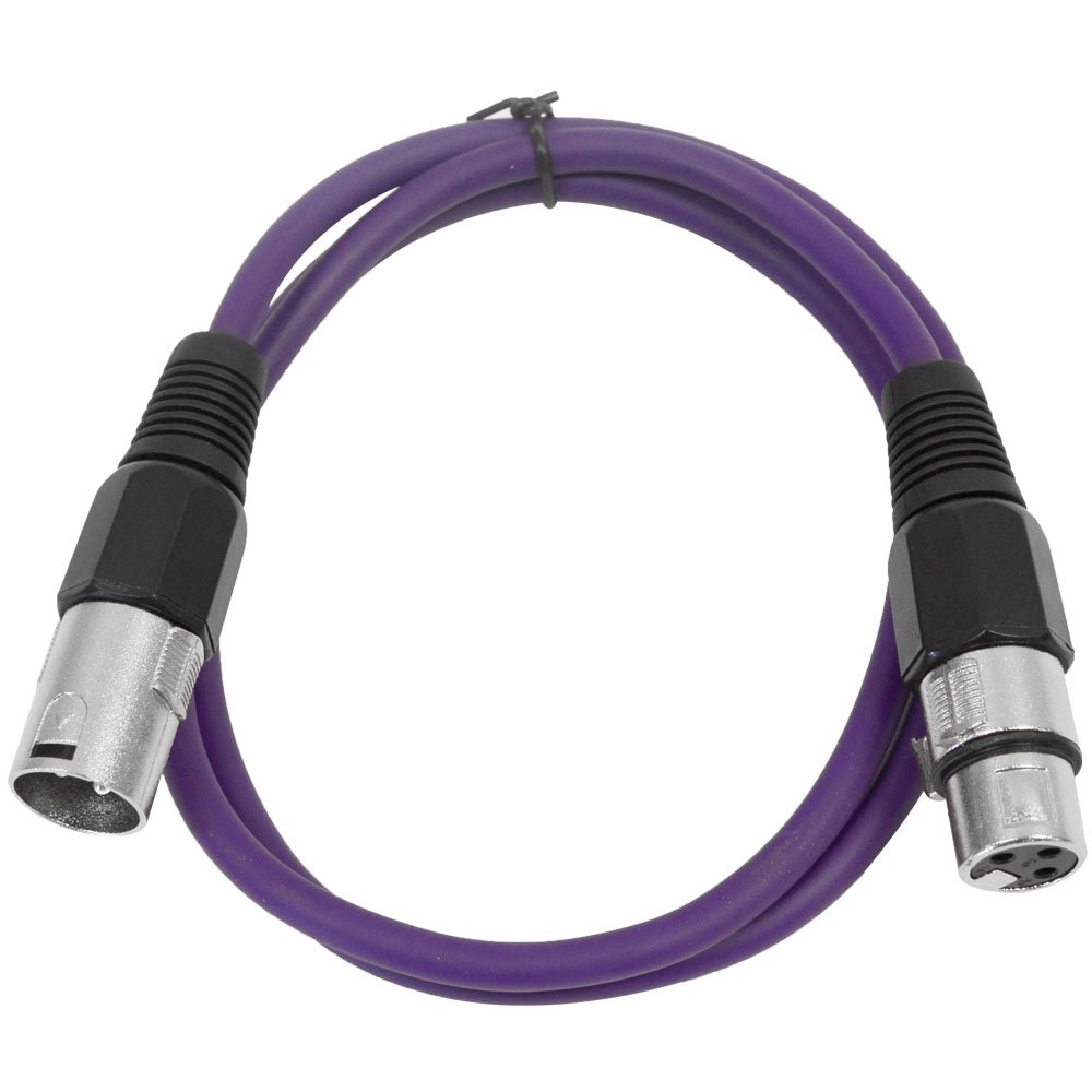 Seismic Audio – SAXLX-3-6 Pack of 3′ Purple XLR Male to XLR Female Patch Cables – Balanced – 3 Foot Patch Cords