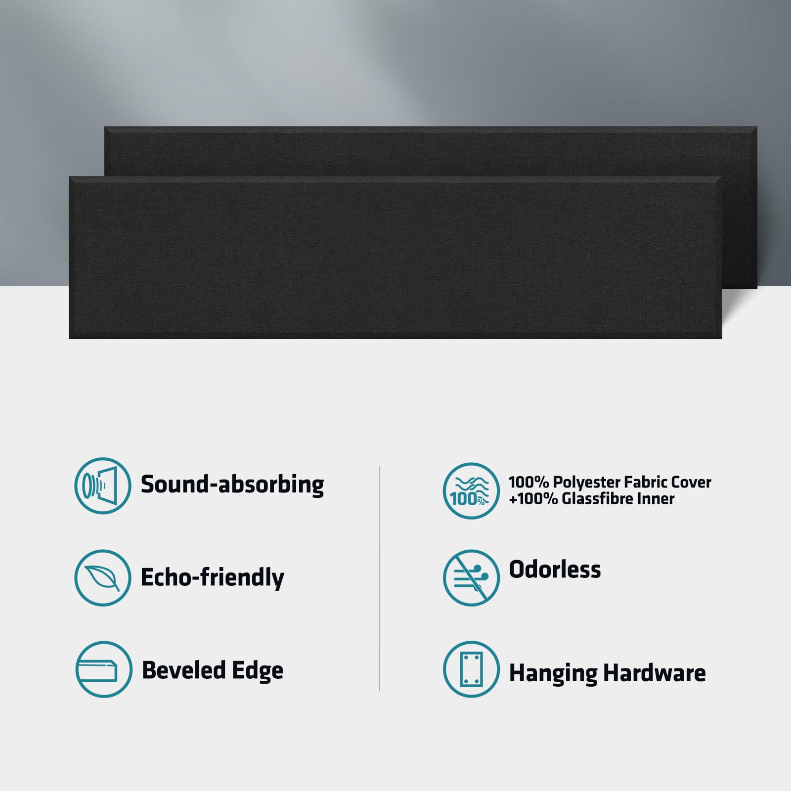 23.62″ X 11.81″ Fiberglass Wall Panel, 2 Pack Acoustic Panels, Decorative sound proof panel, Professional Sound Absorbing for Office, Studio, Home Theatre – Black