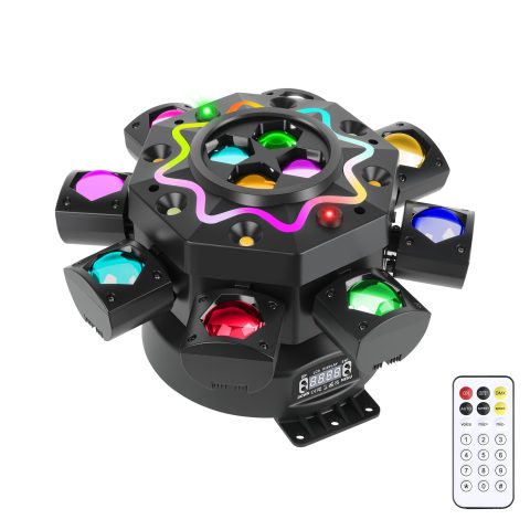 Sklydron 8 Arm Moving Head DJ Lights -200W RGBW LED Party Lights with RG Starlight,6 Strobe Lights, 540° Pan 180° Tilt, DMX512 & Sound Activated Auto Mode – DJ Lights for Parties, KTV, Wedding, Club