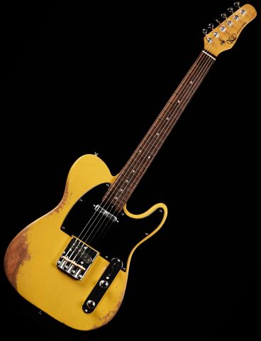 KGD Relic electric guitar mahogany body carbonized maple neck rosewood fretboard 6-string solidbody electric guitar S-S pickupsbrass barrel saddle bridge (Vintage Yellow)