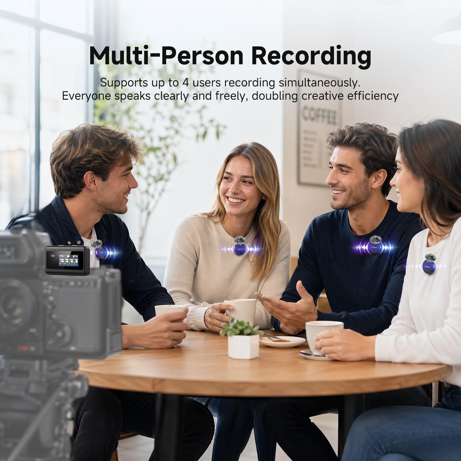 SVMic 5 4-Person Wireless Lavalier Microphones Systems with Charging Case
