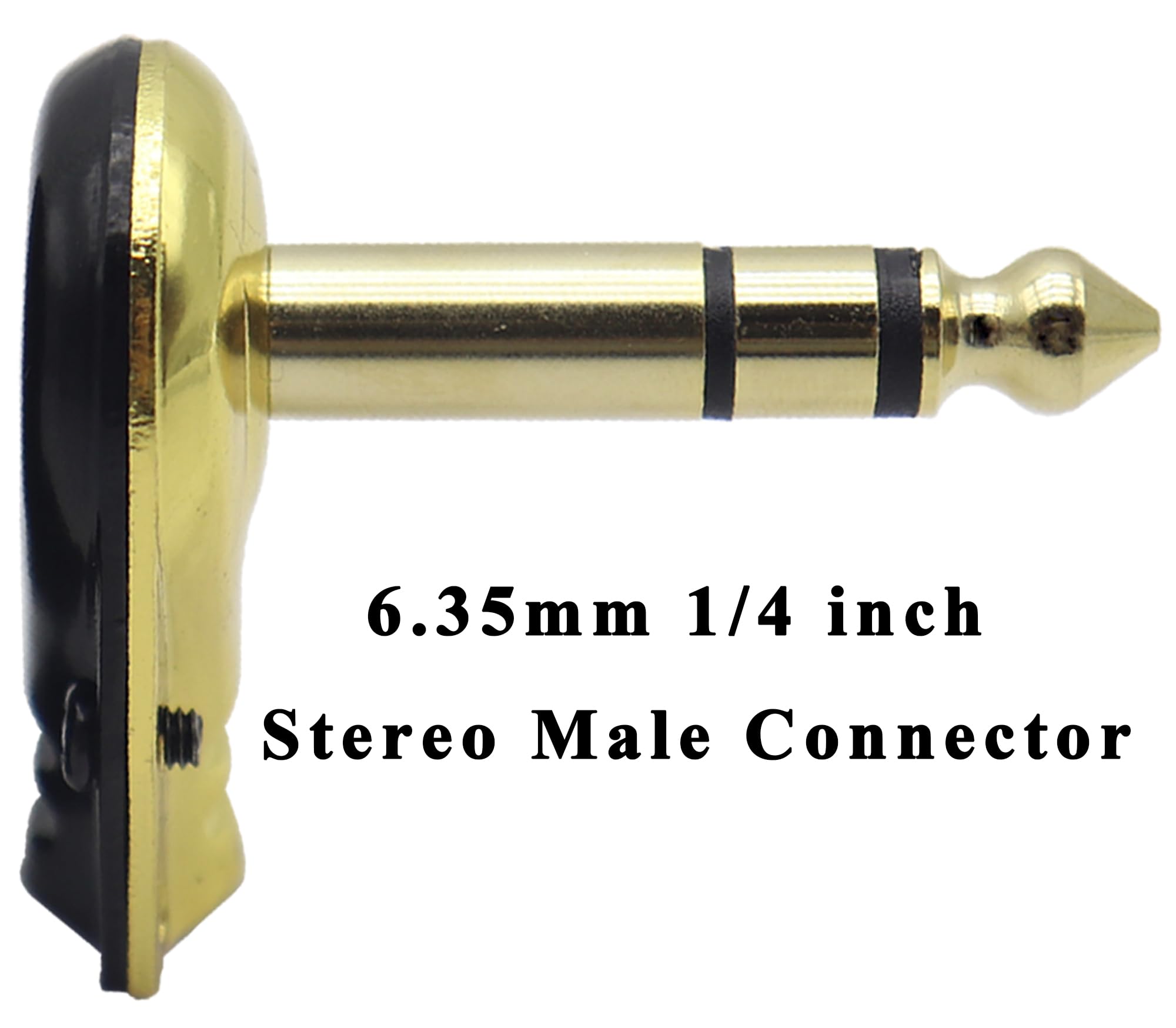 zdyCGTime DIY Right Angle 6.35MM 1/4″ Stereo Crab Shell Audio Plug, 90 Degree 1/4 inch Male TRS Pancake Style Plugs Connectors for Speaker,Bass,Amp,Microphone Electric Guitar Cable(4 Pack/3 Pole)