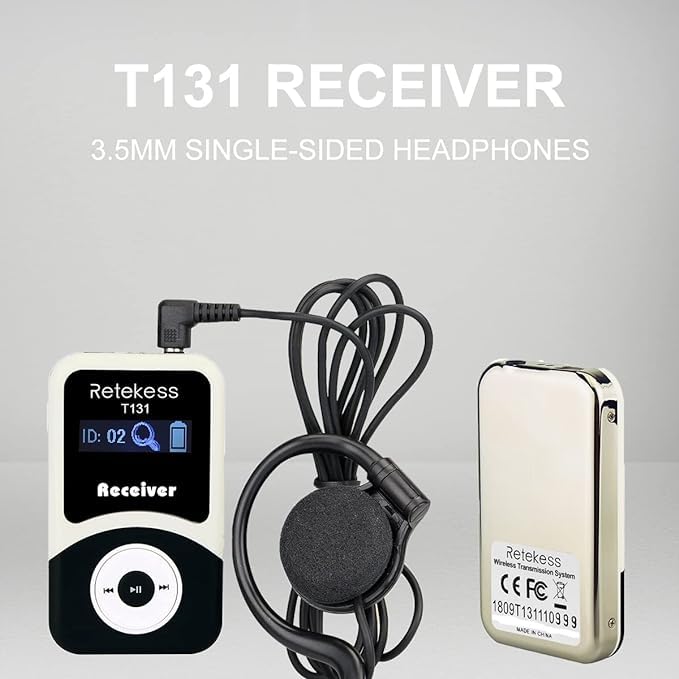 Retekess T131 Tour Guide Headsets Receiver, Church Translation System