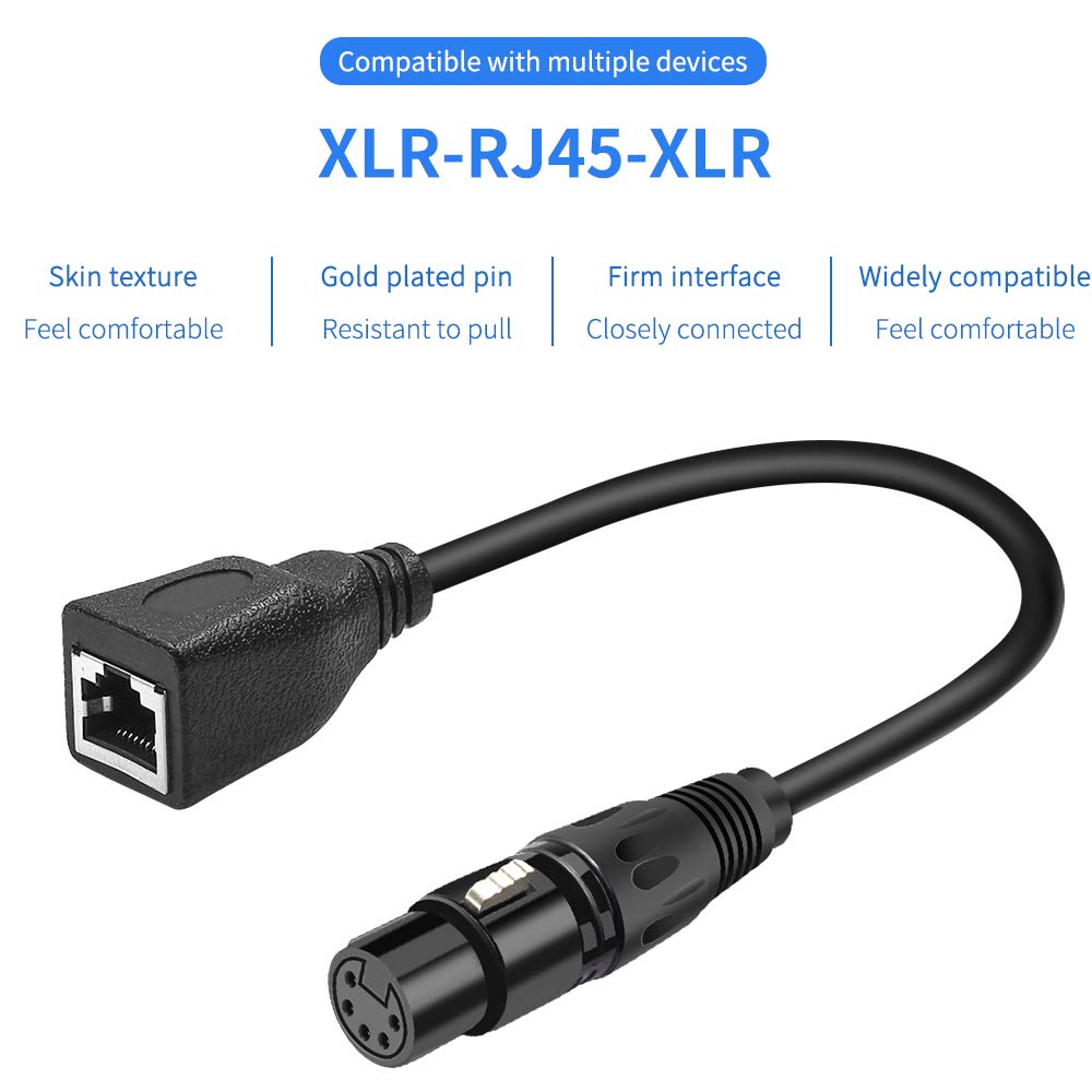 SiYear XLR 5 pin RJ45 Adapter Cable-XLR 5 Pin Male & 5 Pin Female to RJ45 Female DMX Ethernet Adapter Converter Cable(1SET/ 2PACK)