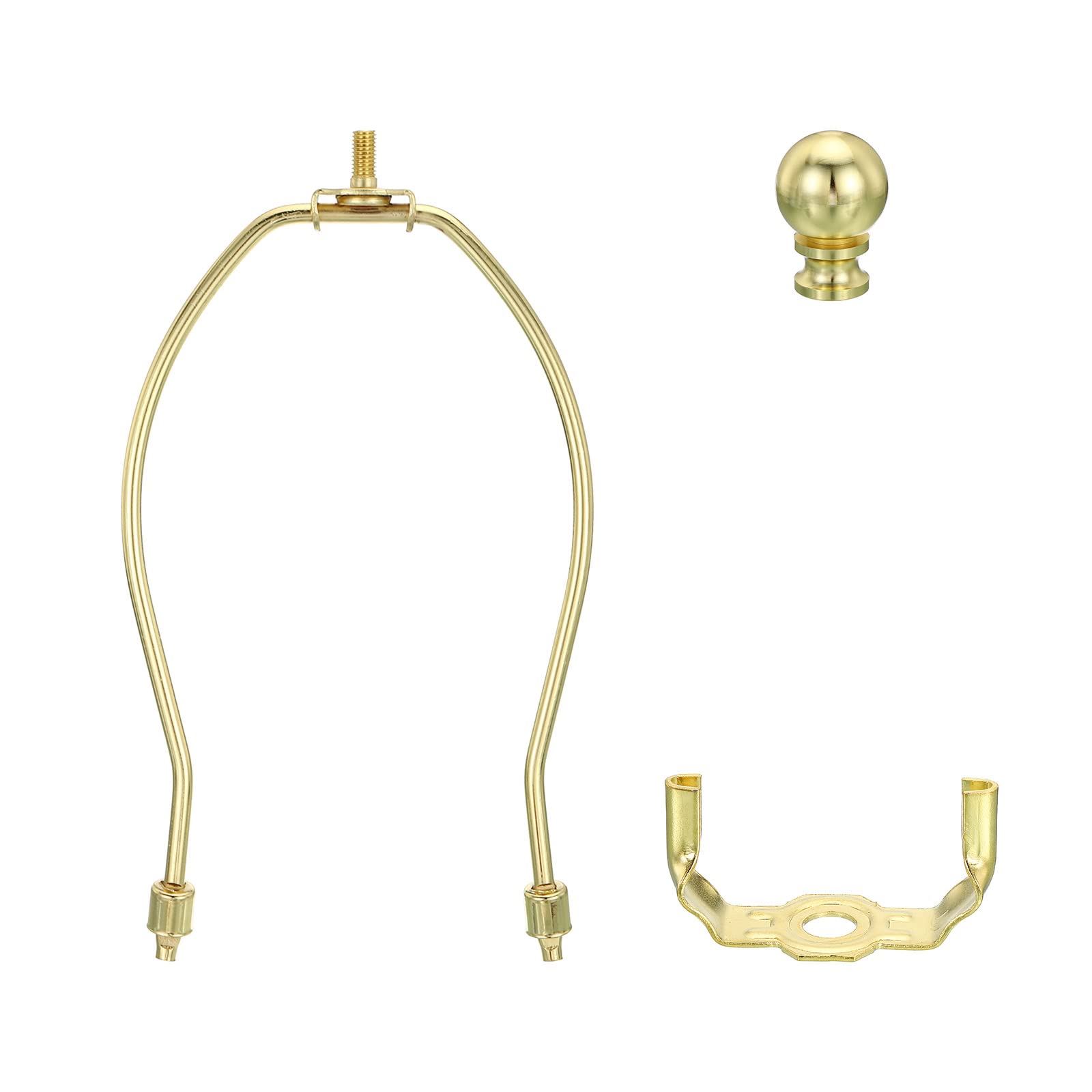 PATIKIL 7.5 Inch Lamp Harp Kit with Finial, 1 Set Detachable Shade Bracket Holder, DIY Lighting Accessories for Table Floor Lamps, Gold Tone
