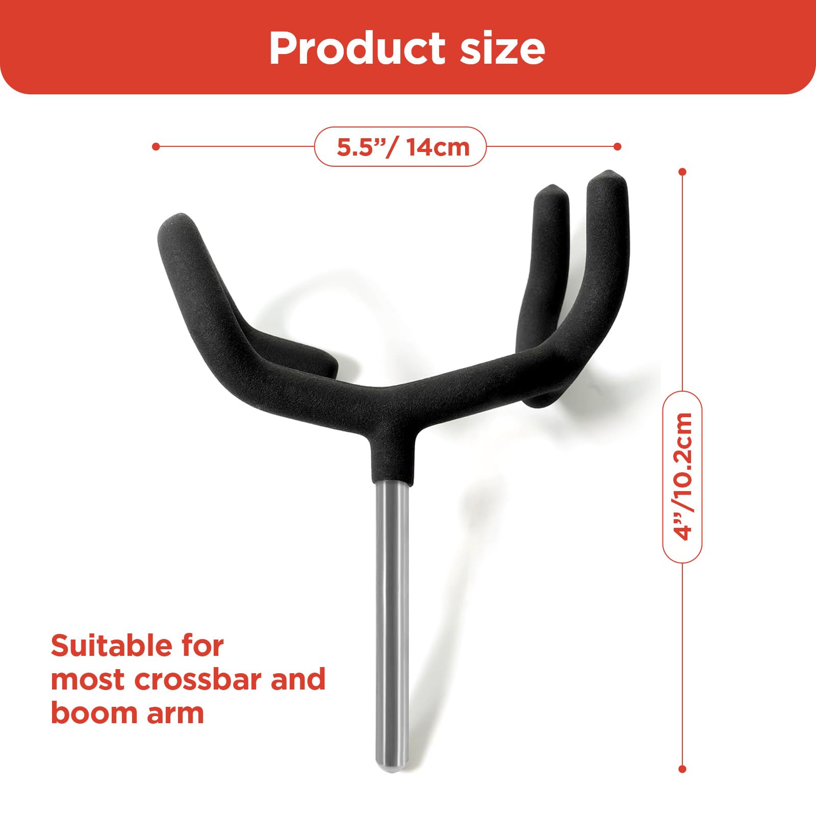 Metal Microphone Boom Pole Support Holder for C-Stands and Mic Stands,Non-Slip Matte Cradle Mount for Mic and Audio Equipment Fits Grip Head