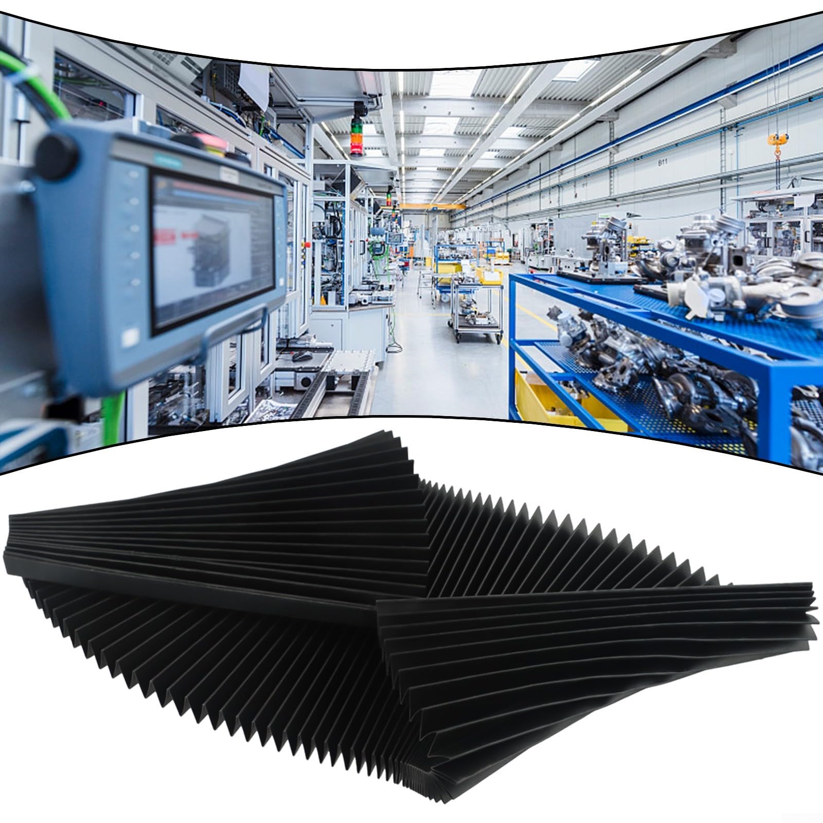 CNC Machine Accordion Cover, Accordion Way Cover Protective, Rubber Flexible Cover Milling Machine 3-proof Cloth Protective, Flat Bellows Cover, L 1500MM* H 15mm (Width 200mm)
