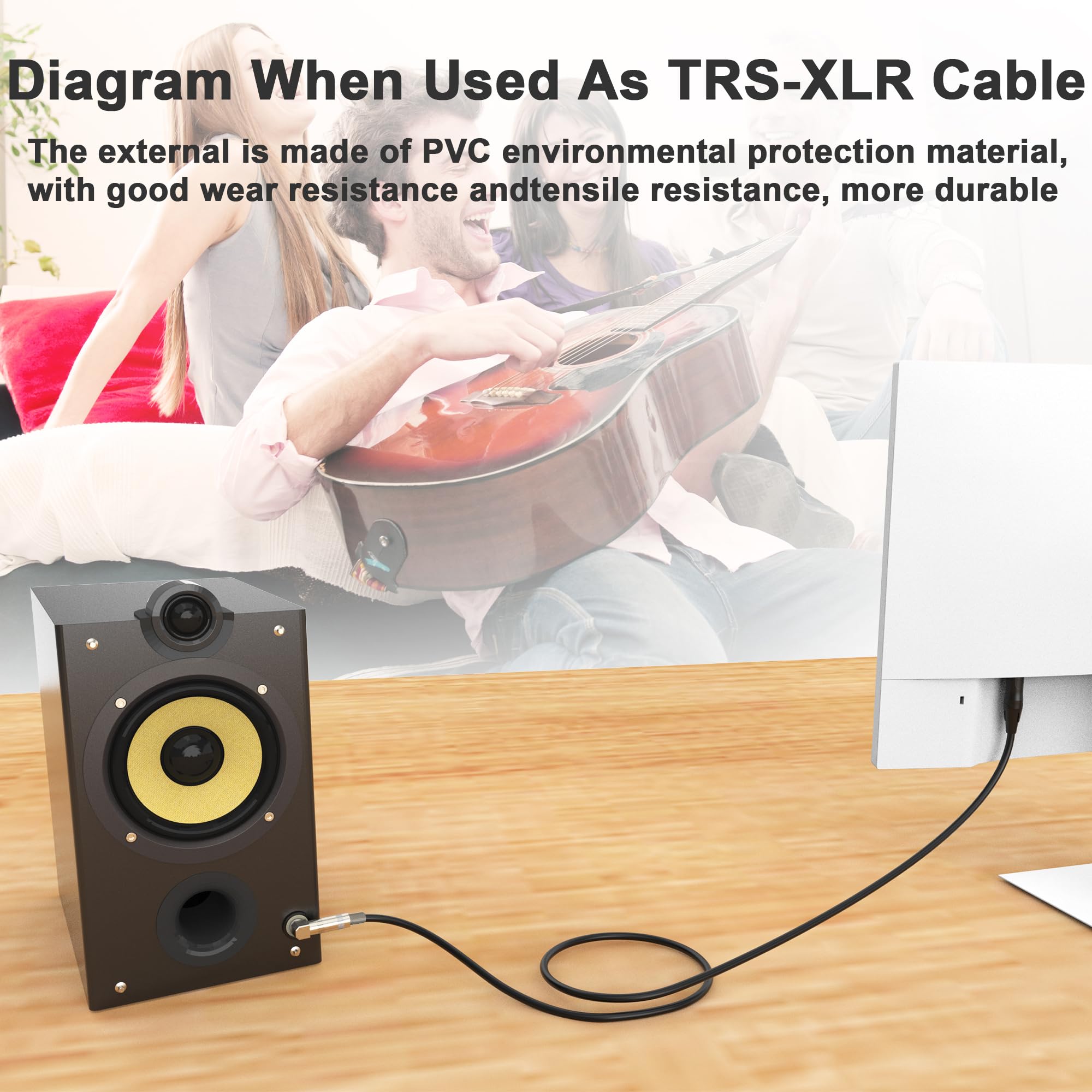 Seefeful Right Angle 6.35mm TRS to XLR Male,(1.5FT 2Pack) Right Angle 1/4″ TRS to XLR 3Pin Male,for Speakers, Stage, DJ and More