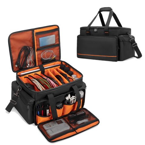 Trunab DJ Cable File Bag with Adjustable Dividers, 15.6” Laptop Sleeve