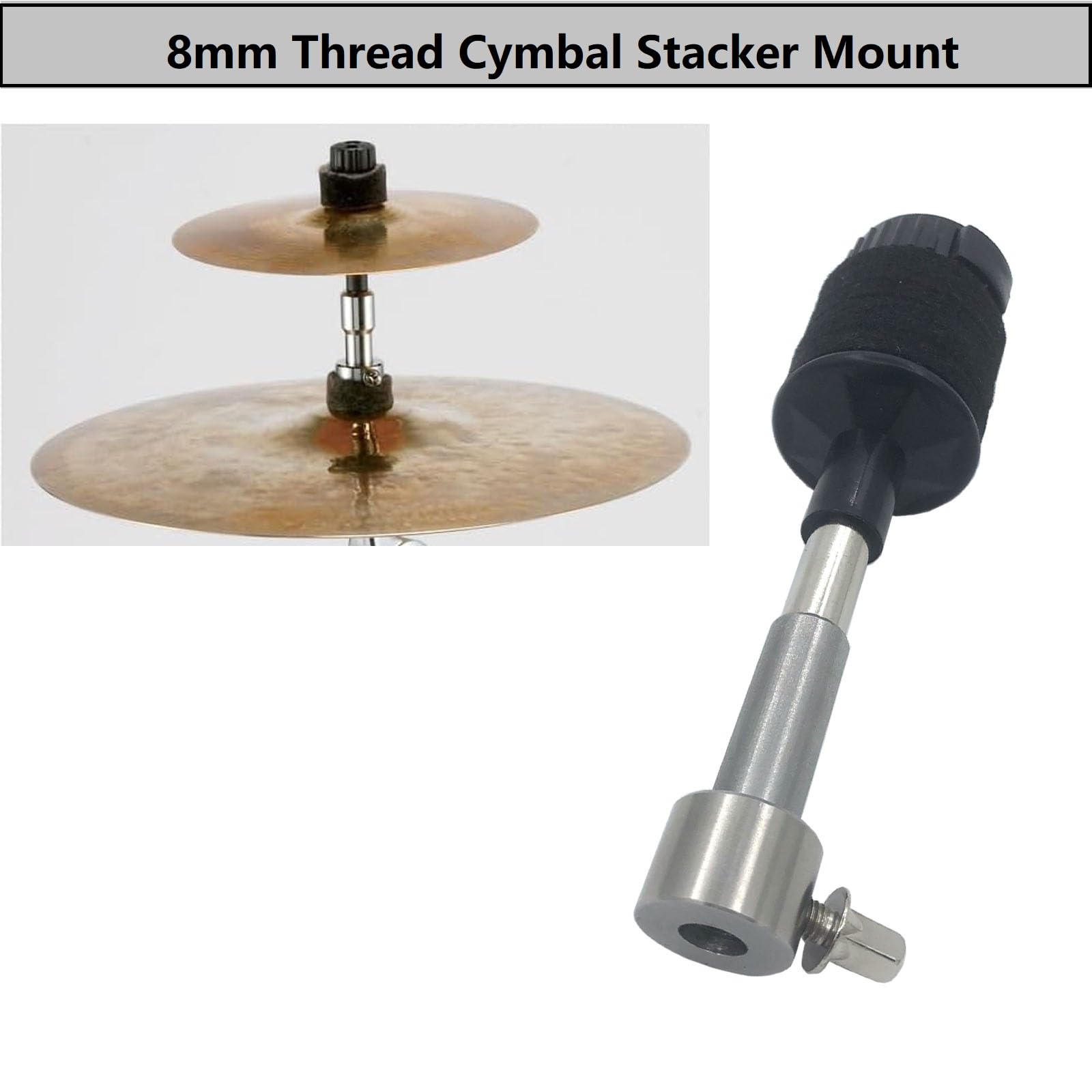 TUOREN Cymbal Stacker 5.3inch Straight-forward Cymbal Stacker Mount 8mm Thread Cymbal Stacker for Adding Small Cymbals