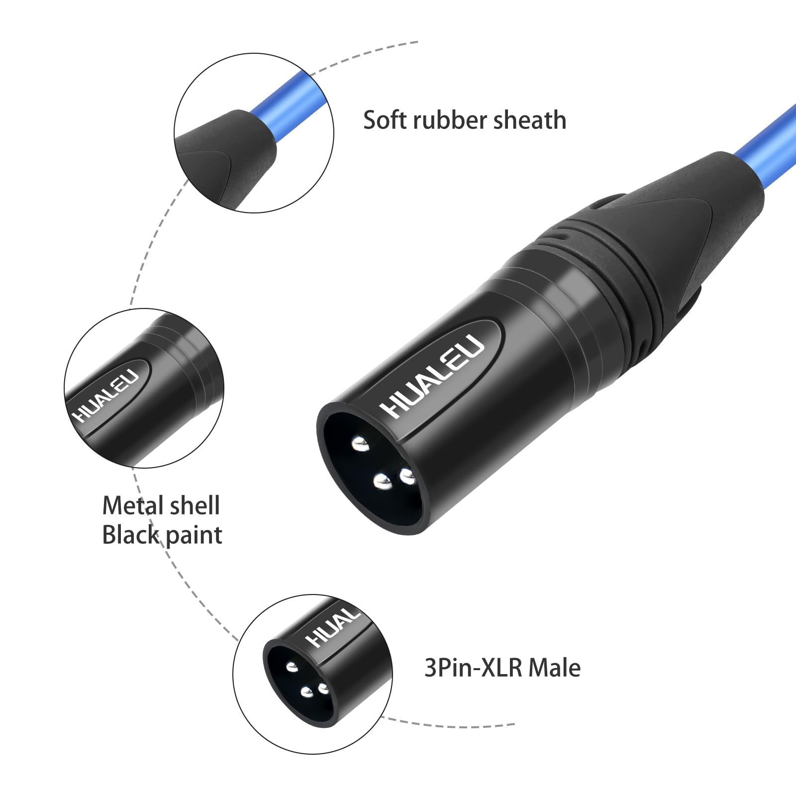 HUALEU 3.3Feet Right Angle 1/4 TS to XLR 3Pin Male Microphone Audio Cable,6.35mm TS Mono Right Angle to XLR Male 3pin,6N OFC+Silver Plated HI-END Audio Cable for Micphone Mixer-2Pack