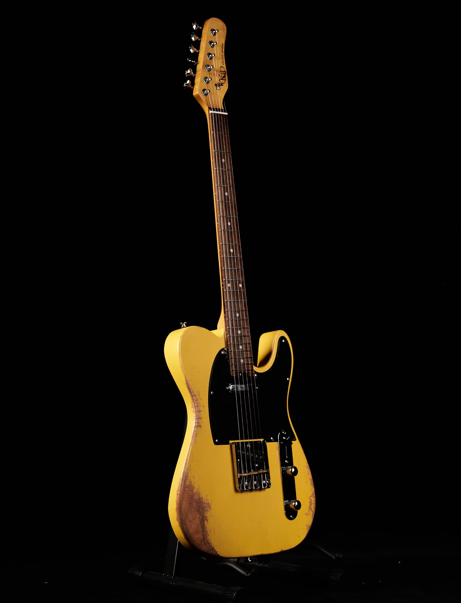 KGD Relic electric guitar mahogany body carbonized maple neck rosewood fretboard 6-string solidbody electric guitar S-S pickupsbrass barrel saddle bridge (Vintage Yellow)