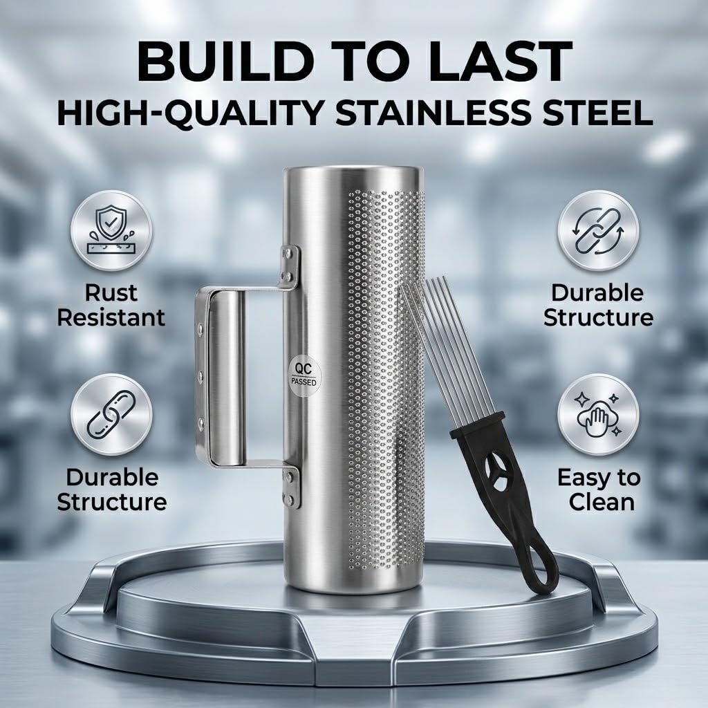 DOMG 12×5 Inch Stainless Steel Guiro Instrument with Scraper, Professional Metal Guira Dominicana Percussion Shaker for Merengue, Salsa, Bachata