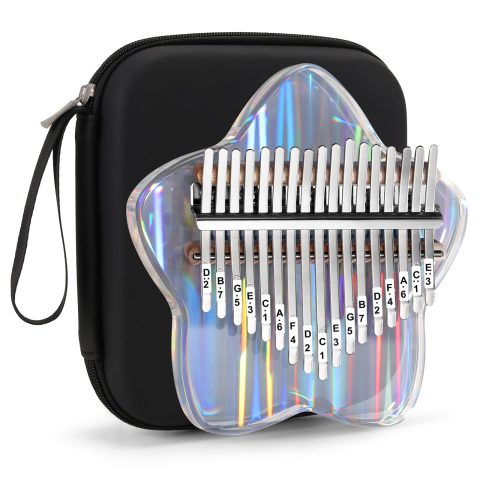 Beveetio Clear Kalimba Thumb Piano With Eva Protective Case, Transparent Crystal Kalimba 17 Key, Musical Instrument Gifts, Star Finger Piano, Acrylic Mbira…