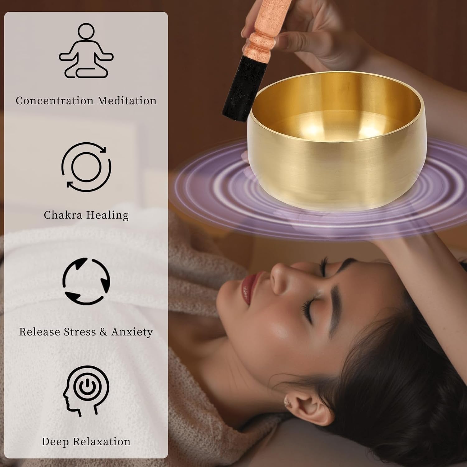 Tibetan Singing Bowl, 6-Inch Sound Bowl Meditation Set