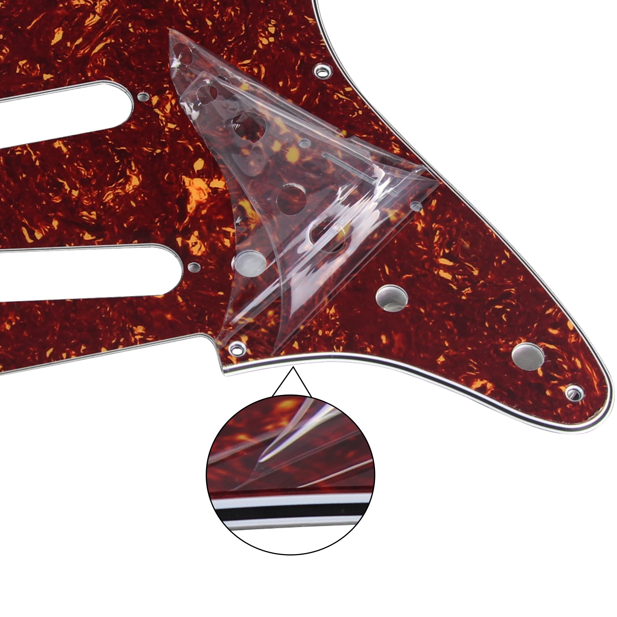 FLEOR SSS 8 Hole ST Pickguard Guitar Backplate Tremolo Cavity Cover with Screw for Vintage ST Style Guitar Parts, 4Ply Red Tortoise Shell