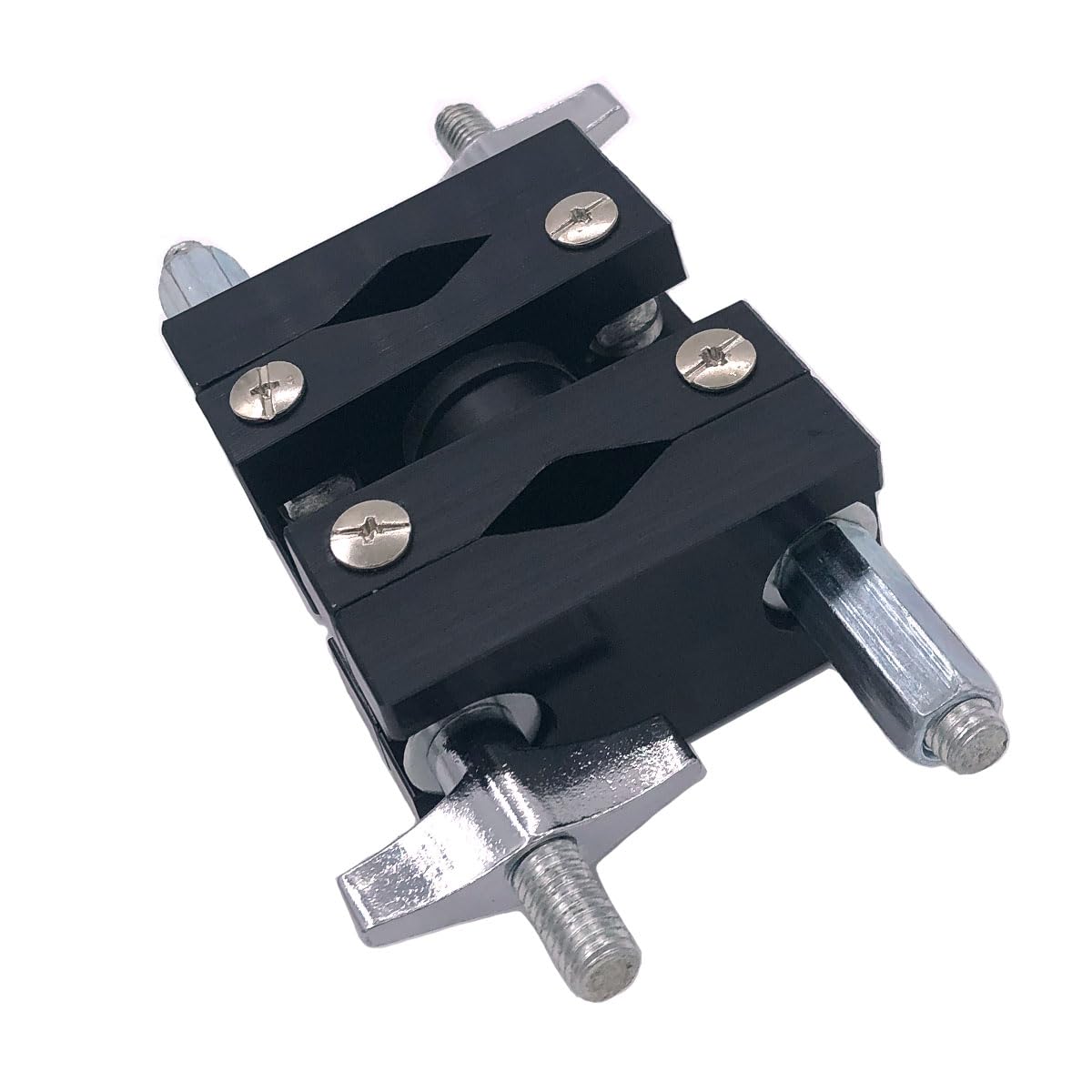 TUOREN Cymbal Stand Multi-Clamp, Rotating Multi Angle Dual Drum Rack Extension Clamp for Cymbal Boom Arm Percussion Mount Rod Drum Set Rack Pipe Mounting Hardware