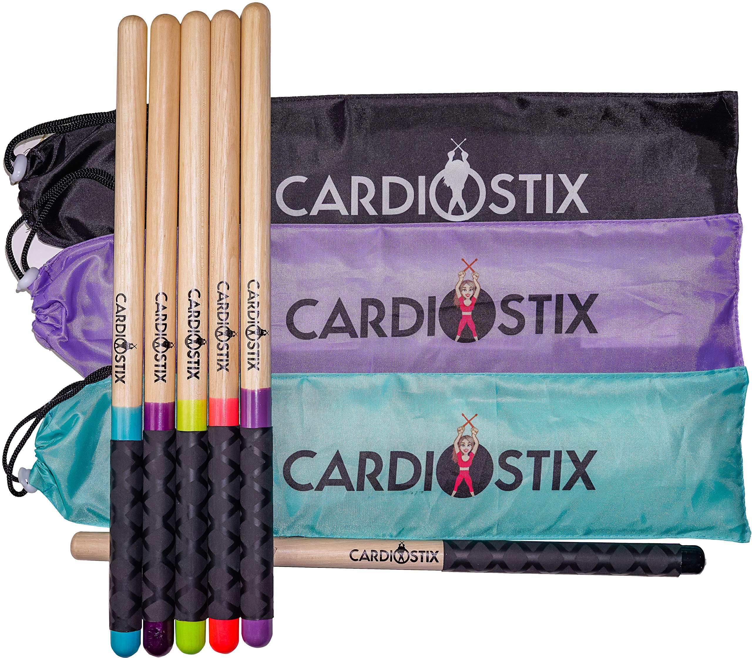 CardioStix Bundle 8oz Highest-Weighted (1 PAIR YOU CHOOSE) Premium American Hickory Wood Cardio Drum Sticks | For Drumming, Fitness, Aerobic Class, Exercises