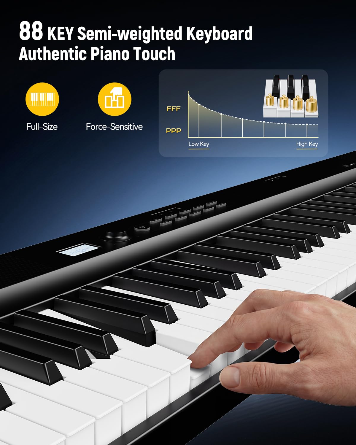Folding Keyboard Piano, Rhymo Upgraded 88 Key Full Size Portable Semi Weighted Electric Piano Keyboard with 30W Stereo Surround Speaker, USB MIDI, Sustain Pedal for Beginners & Adults (QJT0016)