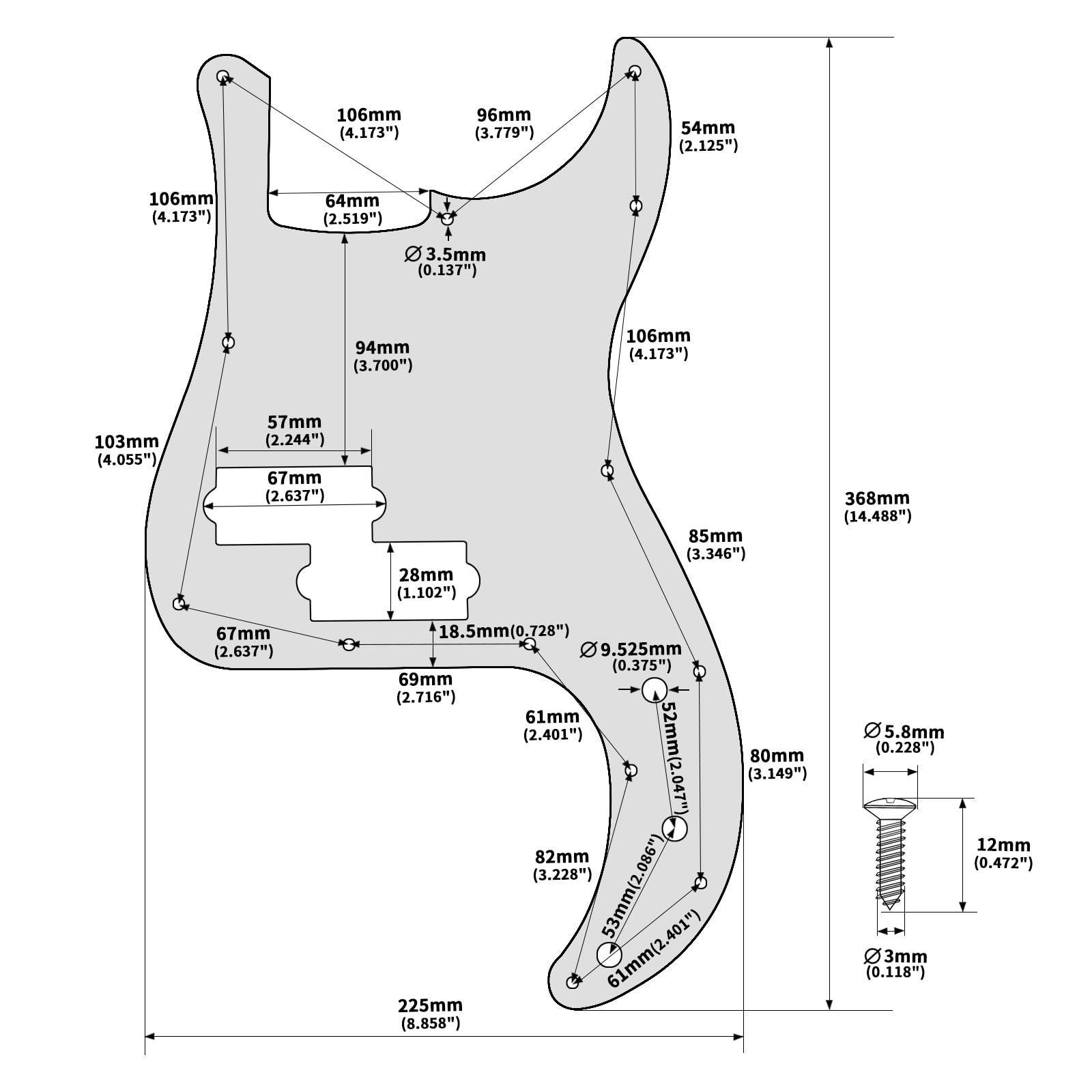 Banworks Precision Bass Pickguard 4-Ply 13-Hole P Bass PB Scratch Plate