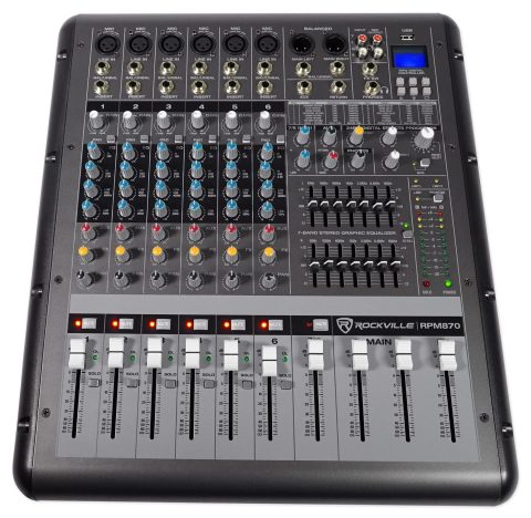 Rockville RPM870 8-Channel 6000W Powered Mixer with USB Bluetooth FX
