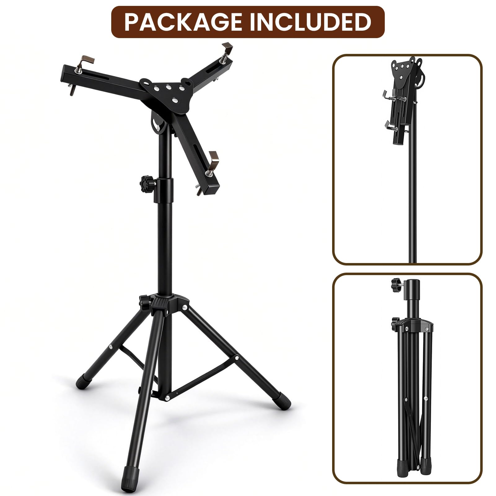 tipatyard Drum Pad Stand, Adjustable Angle Silent Drum Pad Stand,Fit for 10-12 Inch Drum Practice Pad, Height Range 22-36 Inches for Drum Beginners, Black