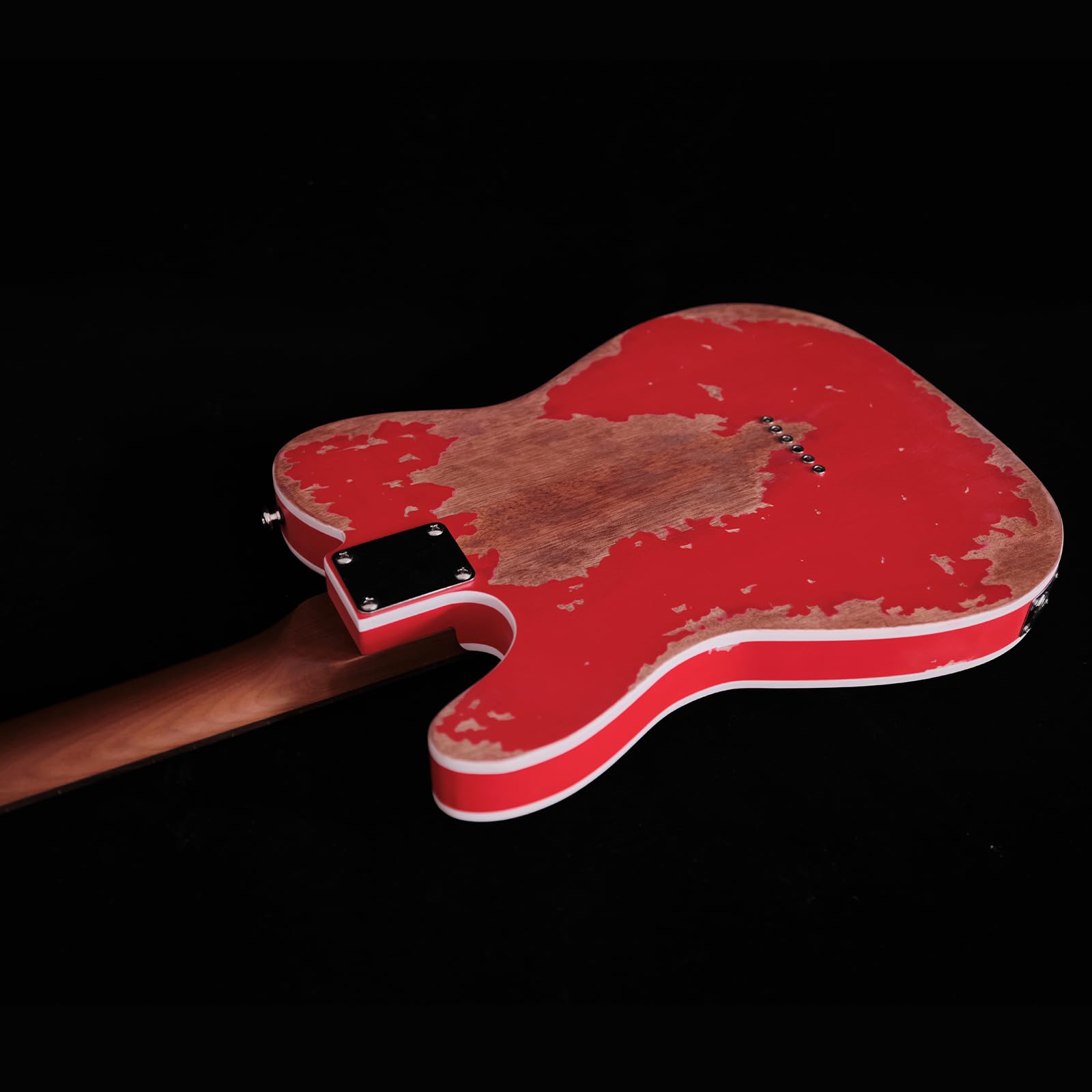 KGD Relic electric guitar mahogany body carbonized maple neck rosewood fretboard 6-string solidbody electric guitar S-S pickupsbrass barrel saddle bridge (Fiesta Red)