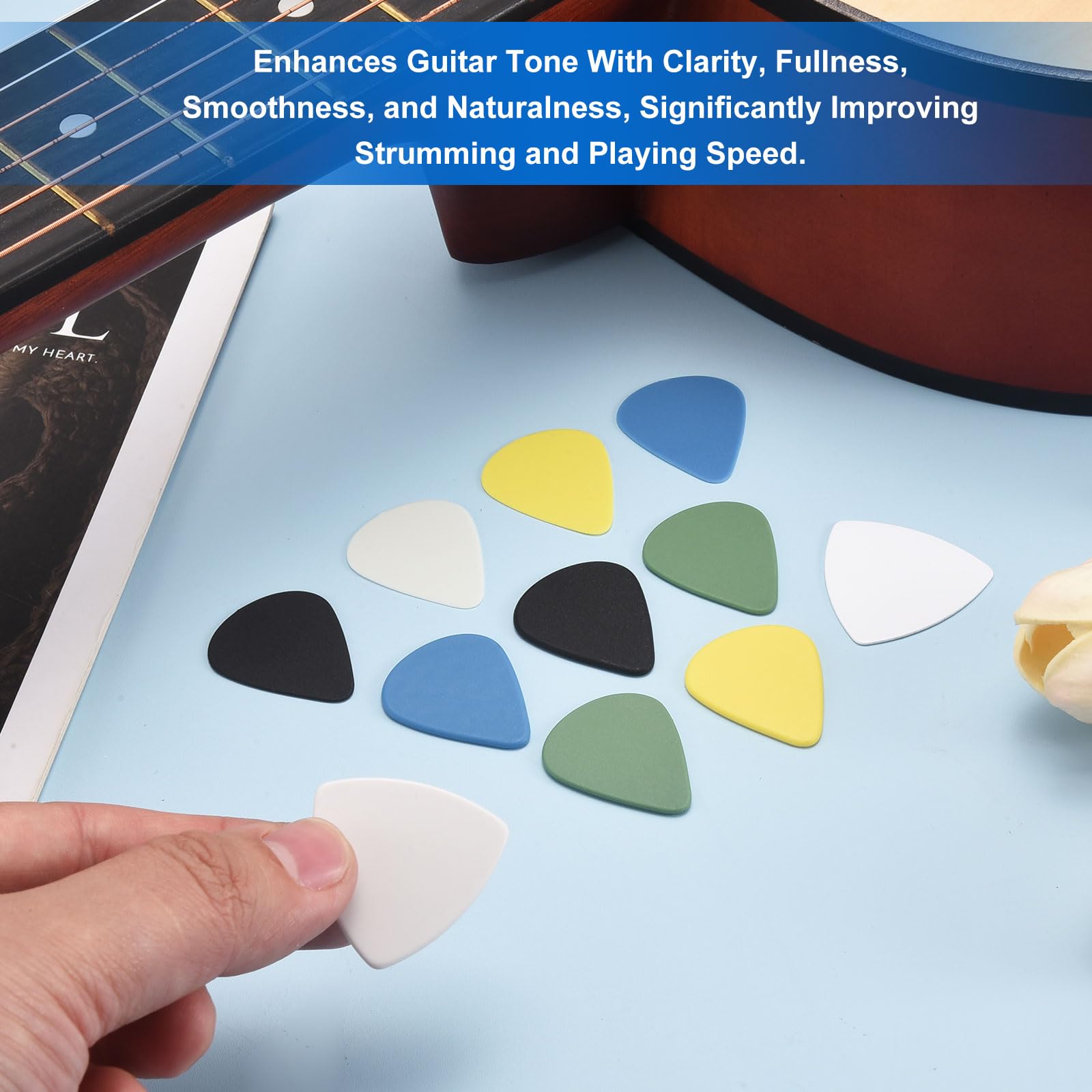 MECCANIXITY Guitar Picks 20Pcs 0.96mm Thick Matte Non-slip Guitar Bass Blue