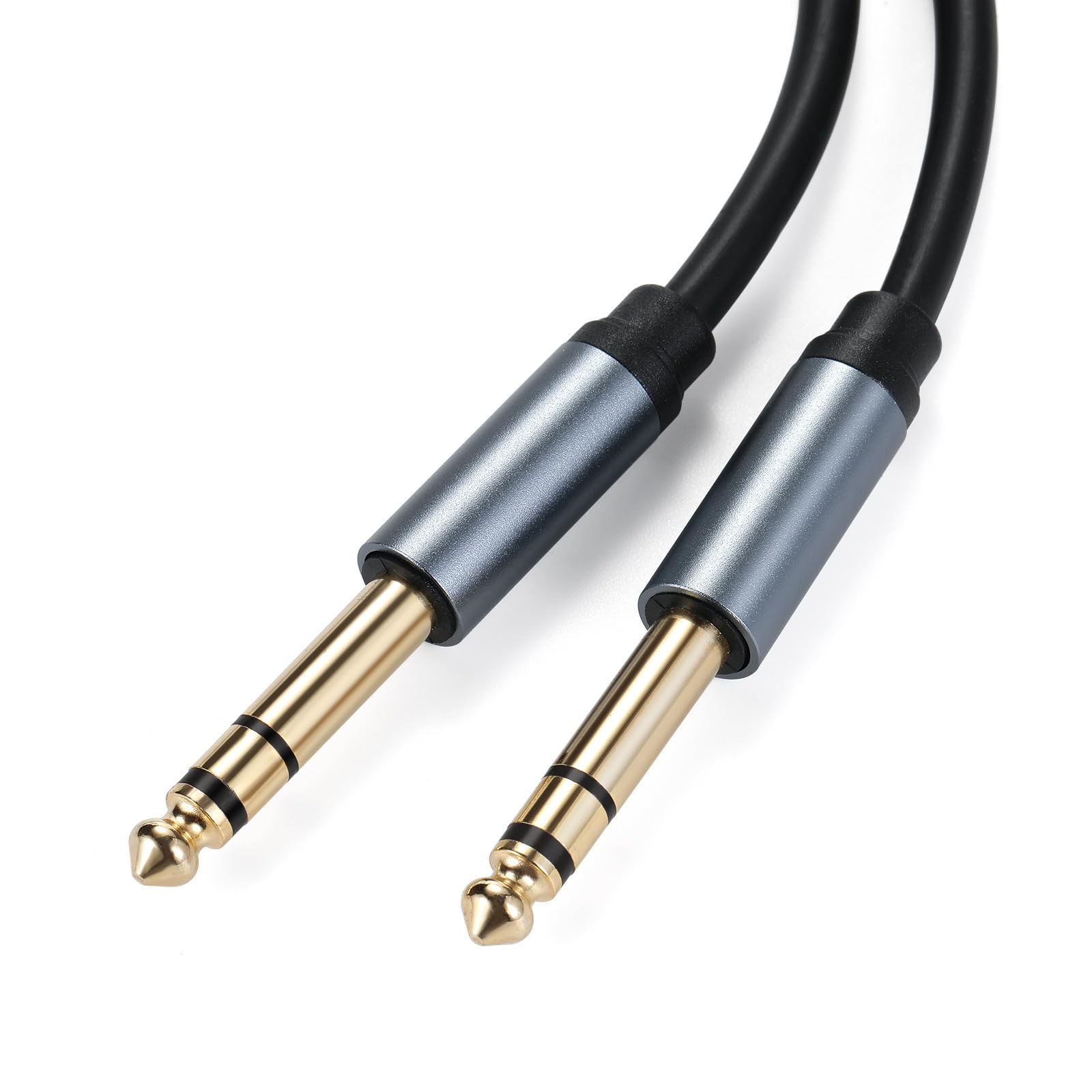 Halokny 6.35mm to 6.35mm Instrument Cable, Golden Plated 1/4 Inch Male to Male TRS Stereo Audio Jack for Electric Guitar, Bass, Amplifier, Speaker, Mixer 6FT/1.8M (Male to Male TRS 6Ft)