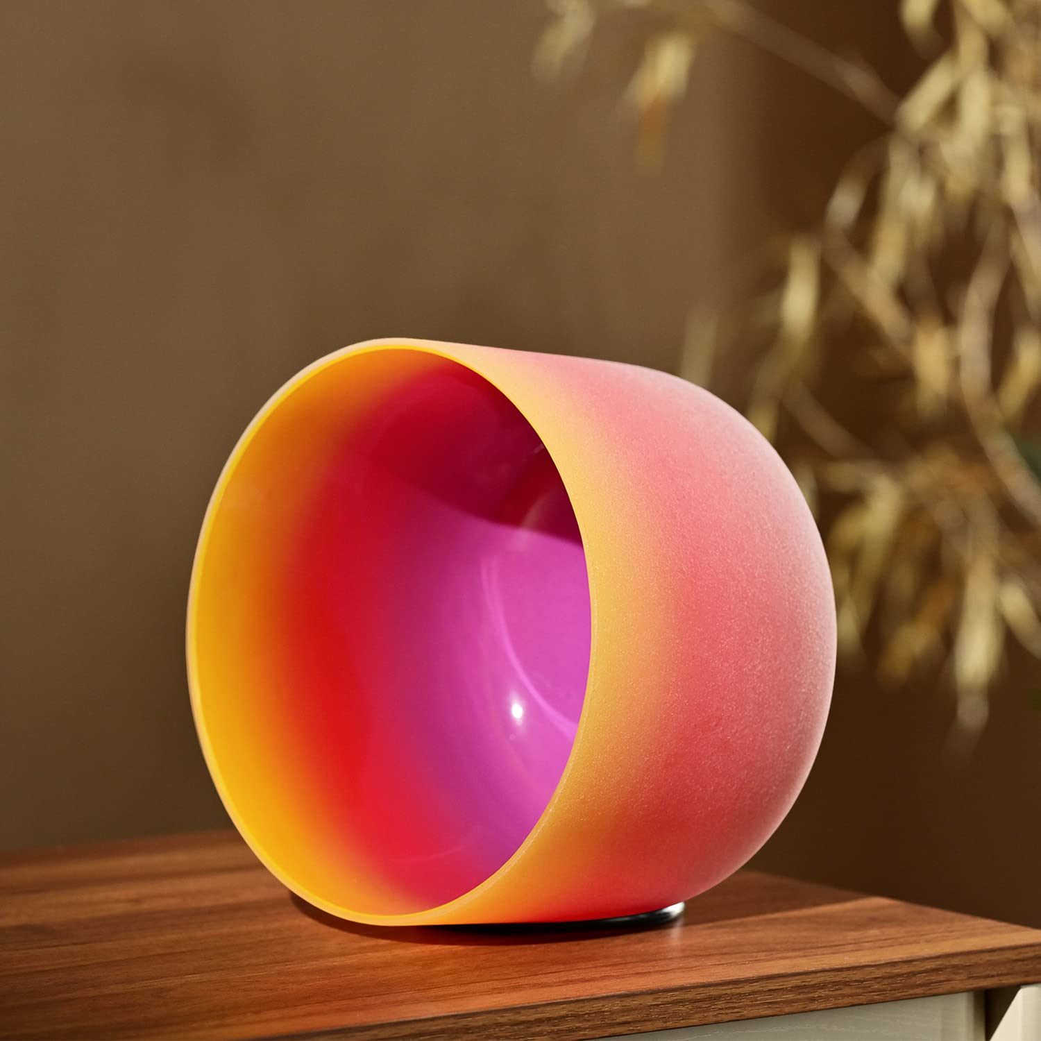 CVNC 8 Inch Rainbow Color Frosted Quartz Crystal Singing Bowl 440HZ E Note