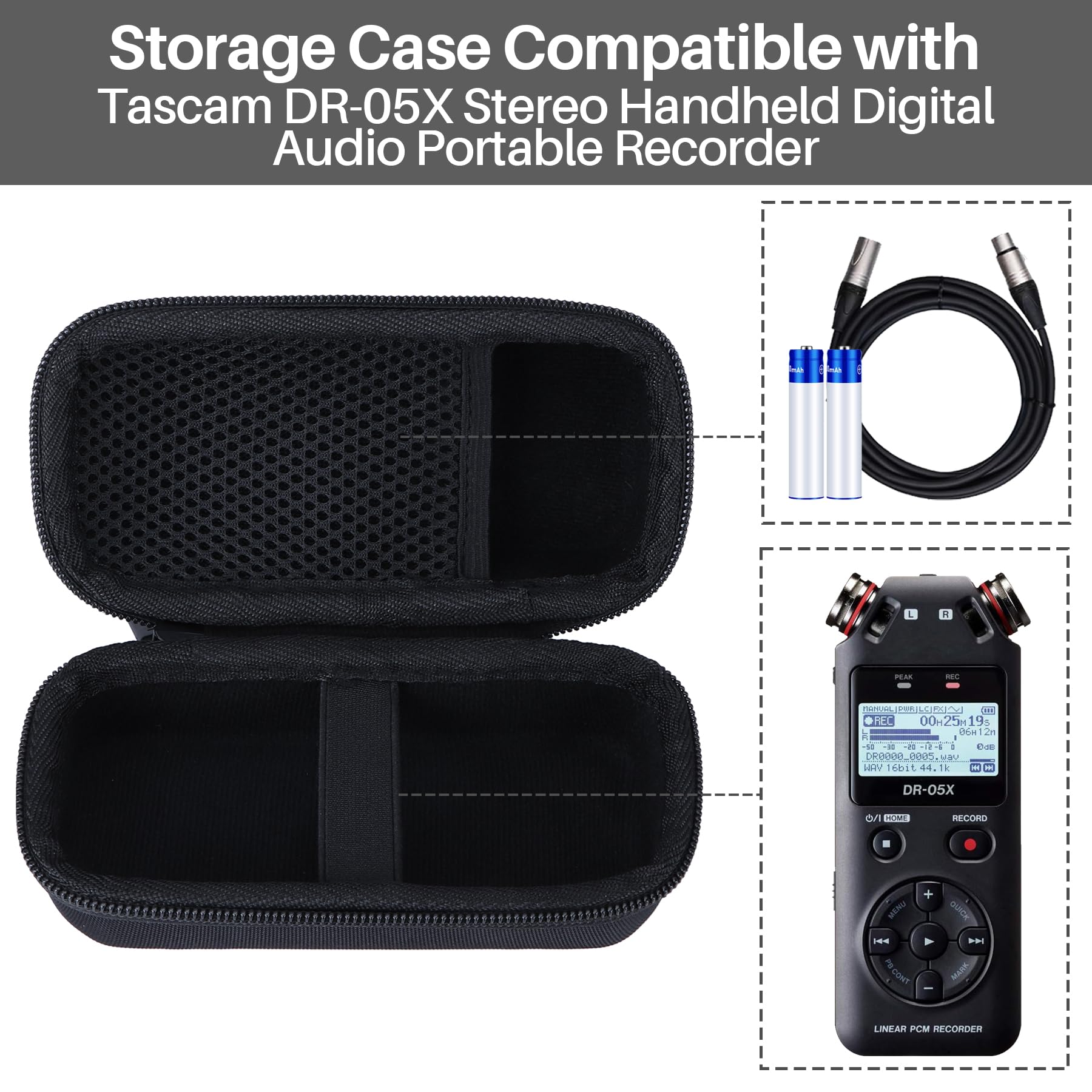 Lebakort Storage Case Compatible with Tascam DR-05X Stereo Handheld Digital Audio Portable Recorder
