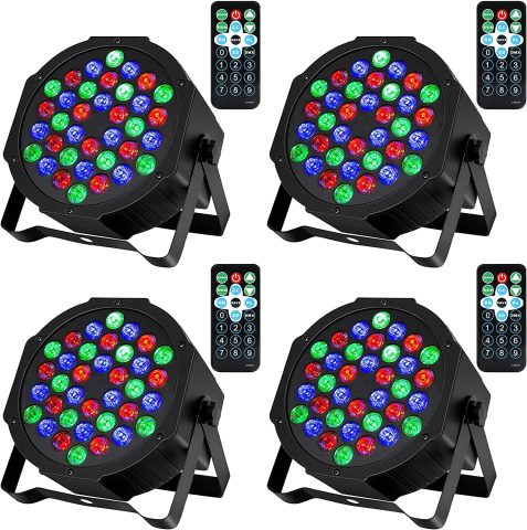 Litake 36 LED Stage Lights,DJ Par Lights Sound Activated,DMX & Remote Controlled LED Uplights for Events Wedding Dance Floor Party DJ Live Show-4 Packs