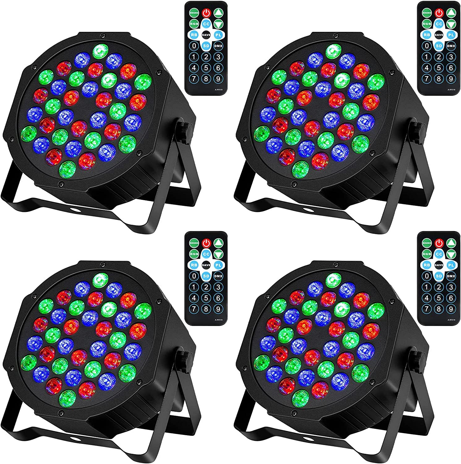 Litake 36 LED Stage Lights,DJ Par Lights Sound Activated,DMX & Remote Controlled LED Uplights for Events Wedding Dance Floor Party DJ Live Show-4 Packs