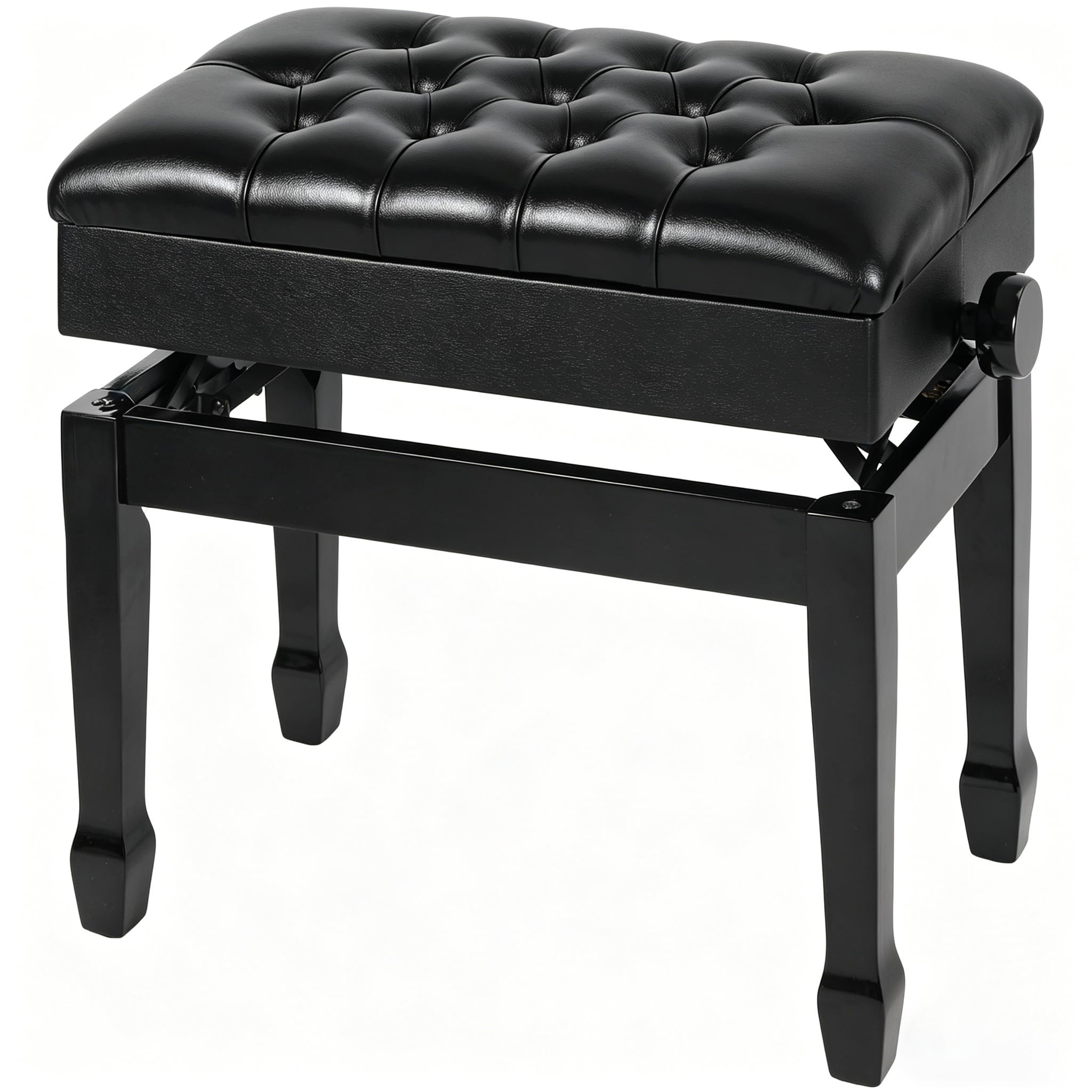 ALAPUR Adjustable Piano Bench with Storage, 22″ Glossy Keyboard Stool